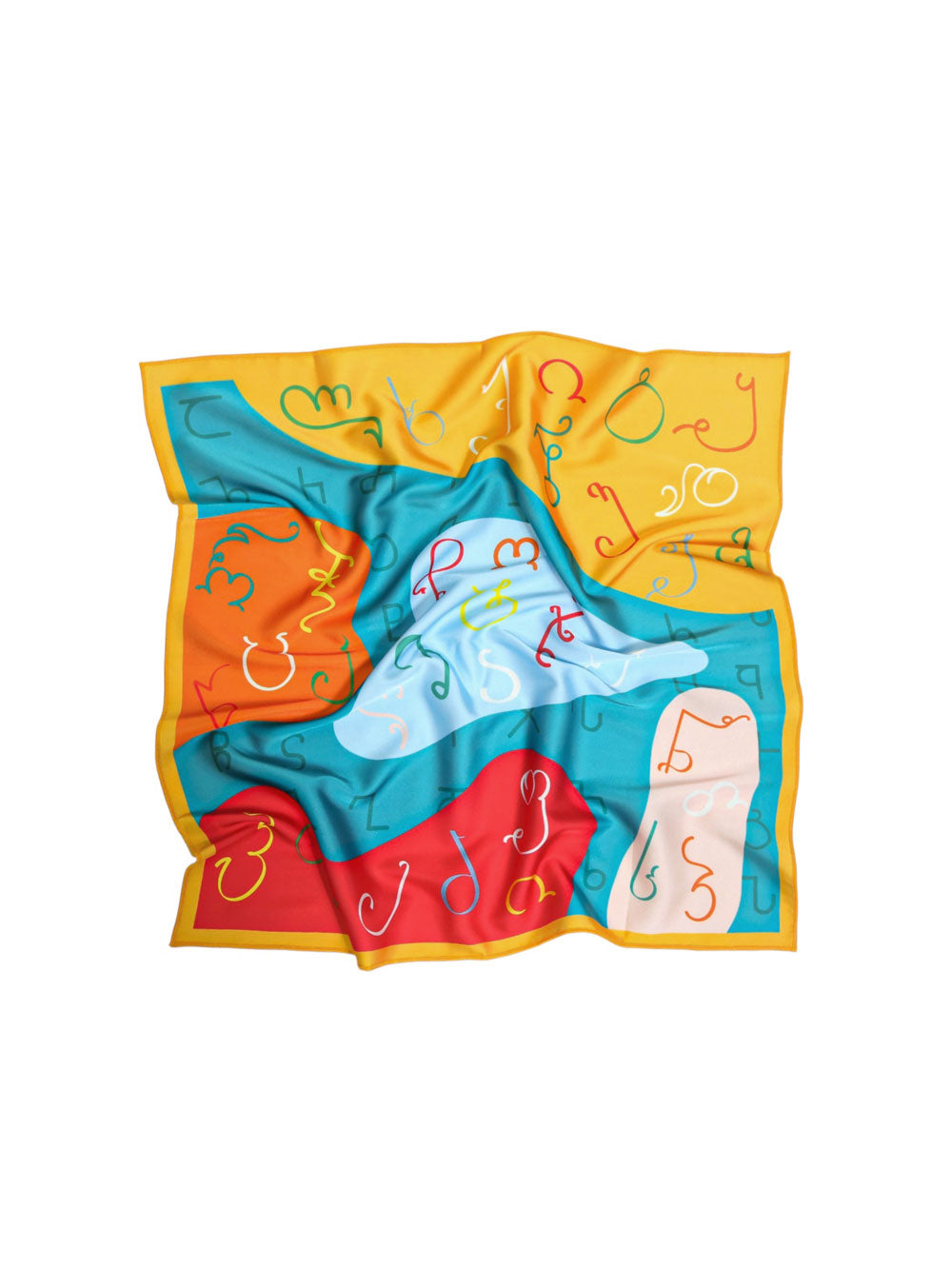 Georgian Alphabet Colorful Silk Scarf