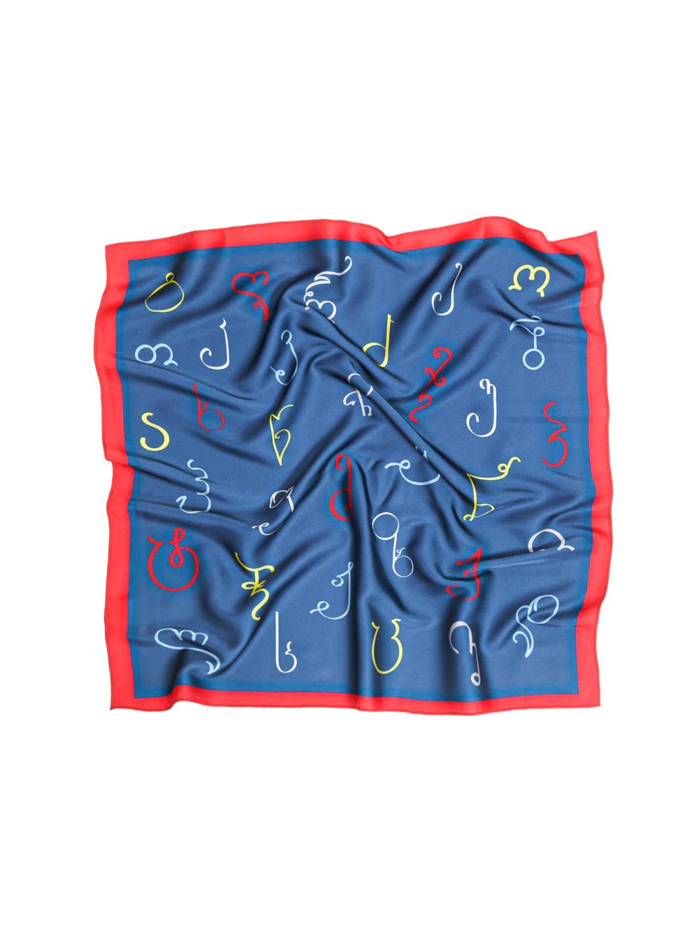 Georgian Alphabet Mkhedruli Silk Scarf