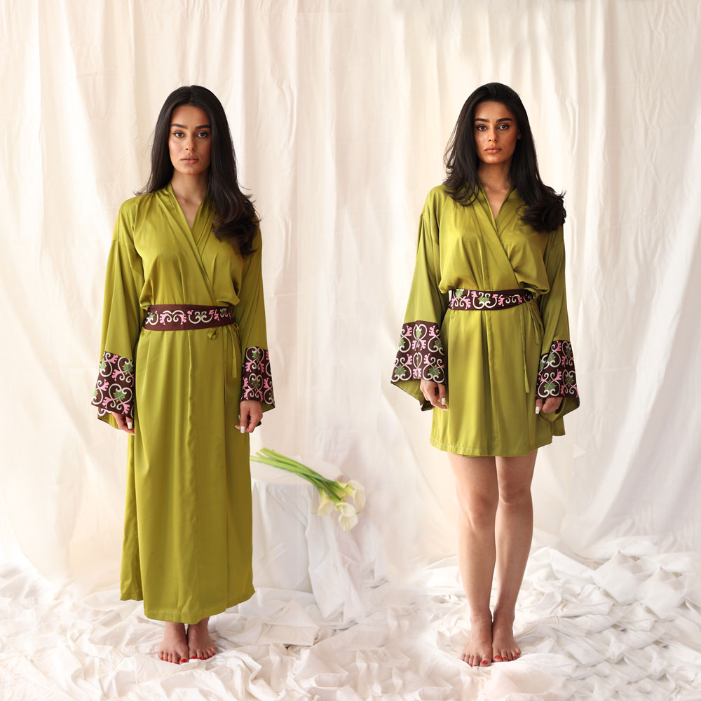 Oil Green Silk Robe