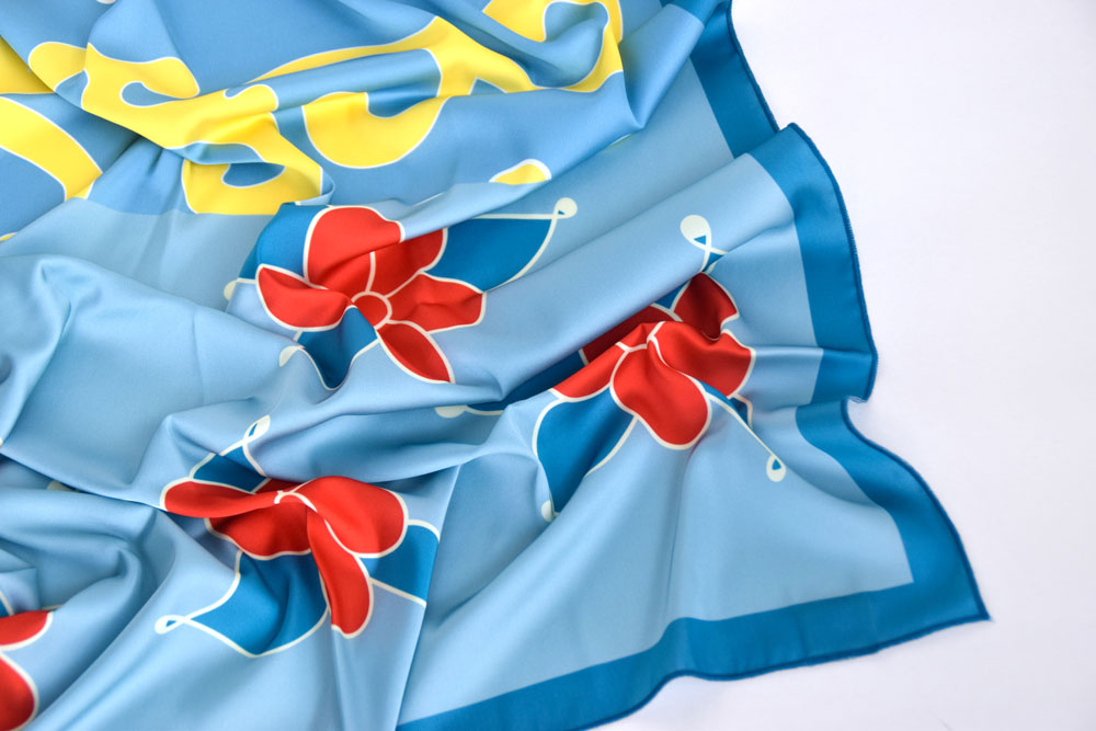 Blue Blossom Silk Scarf