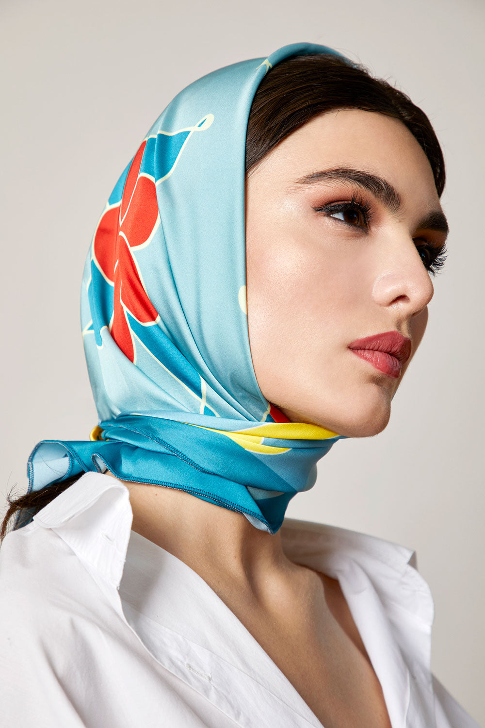 Blue Blossom Silk Scarf