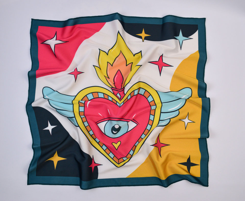 Flaming Heart Silk Scarf