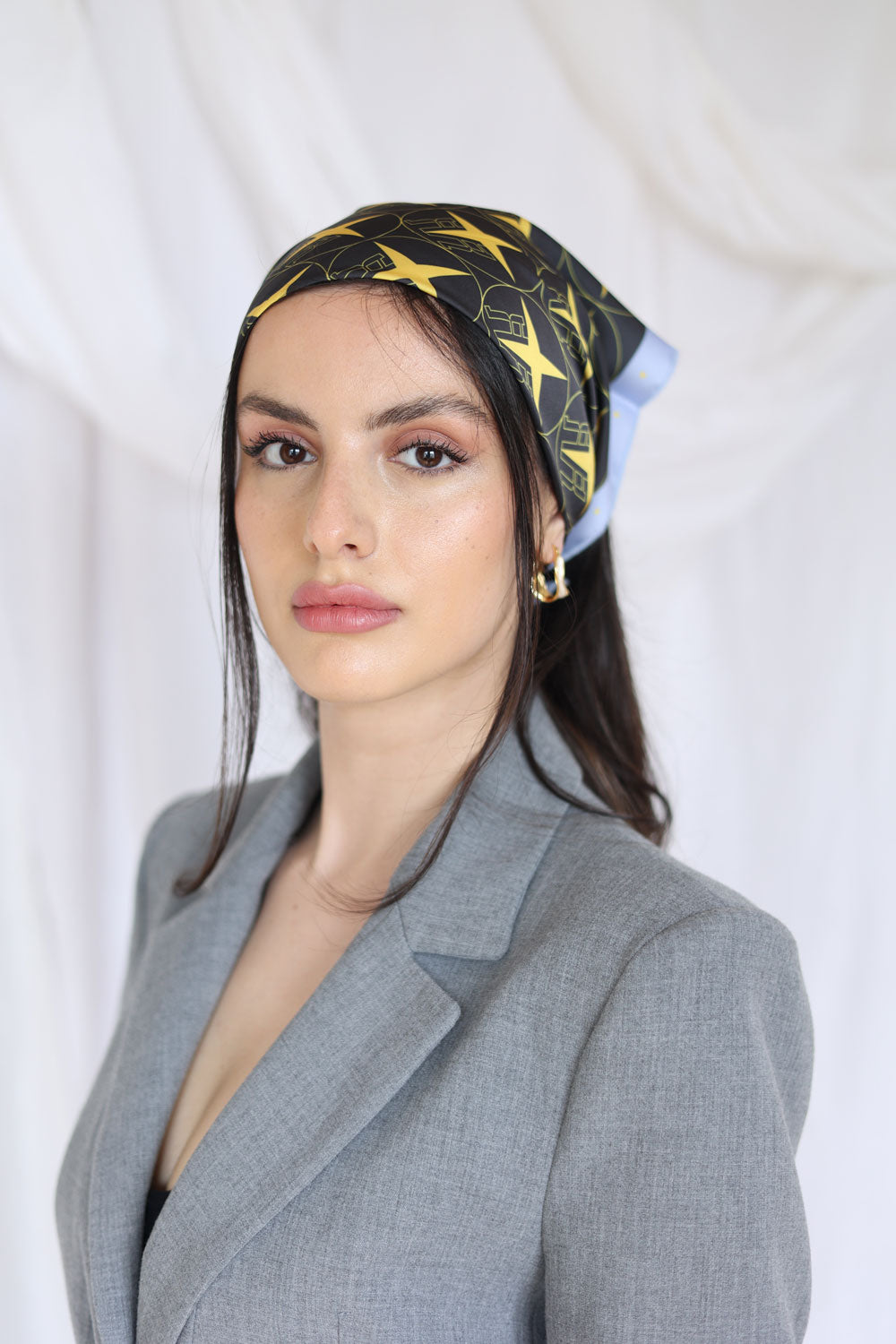 Golden Sky of Stars Silk Scarf