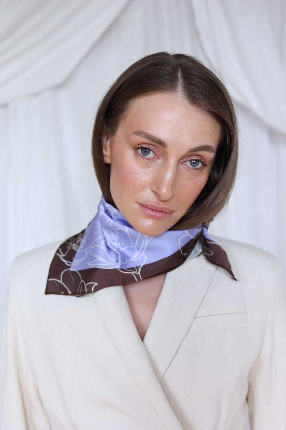 Blue Bloom Silk Scarf