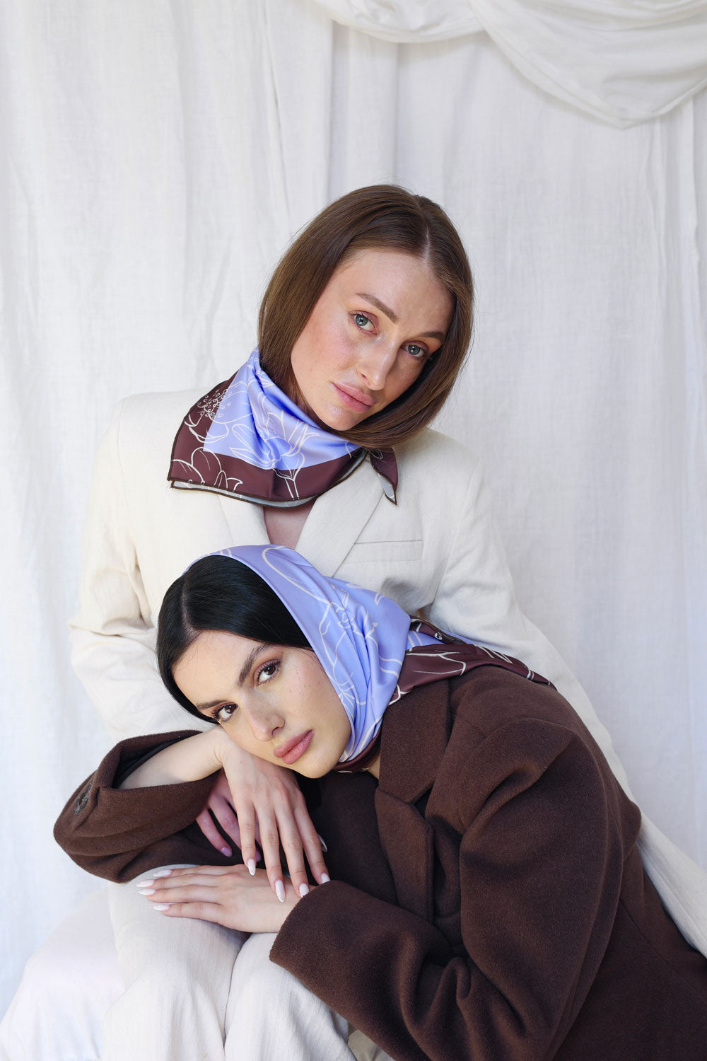 Blue Bloom Silk Scarf