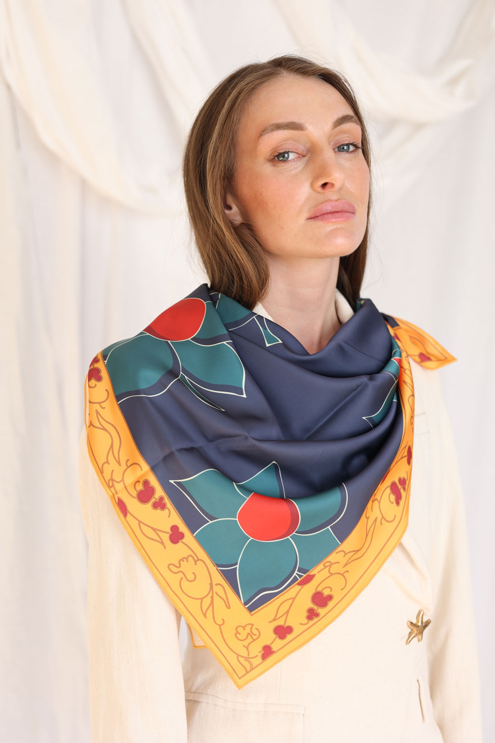 Magnolia Bloom Silk Scarf