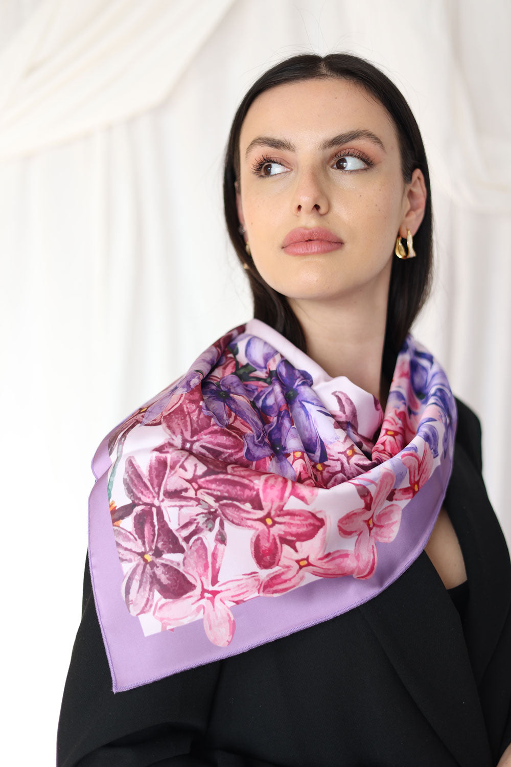 Lilac Bloom Silk Scarf