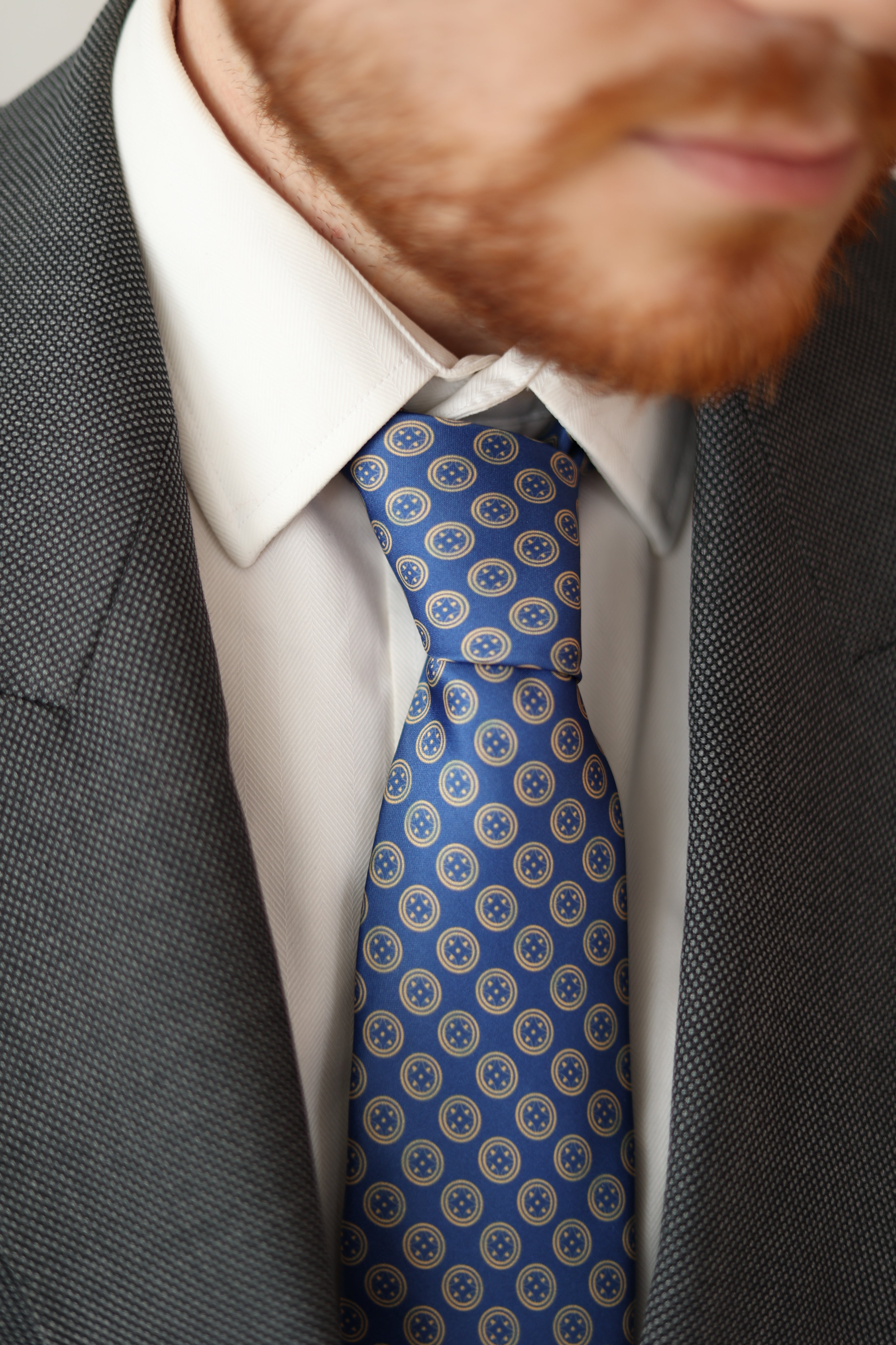 Light Blue Sword & Shield Silk Tie