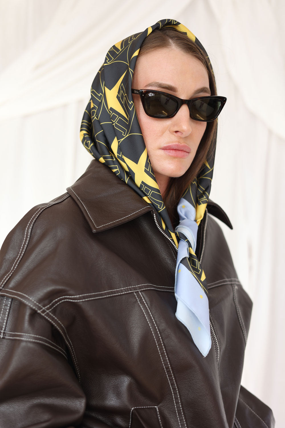Golden Sky of Stars Silk Scarf
