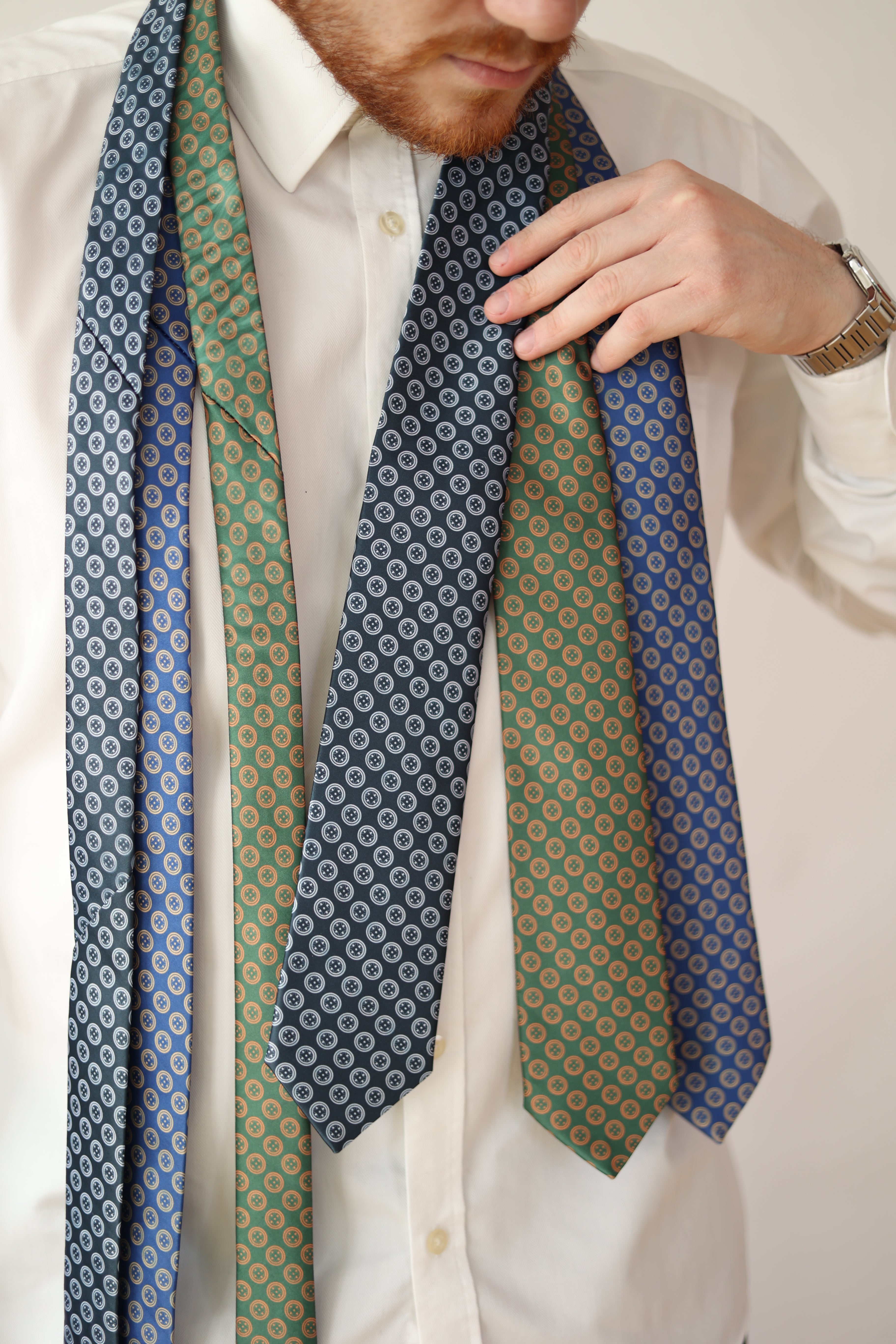 Light Blue Sword & Shield Silk Tie