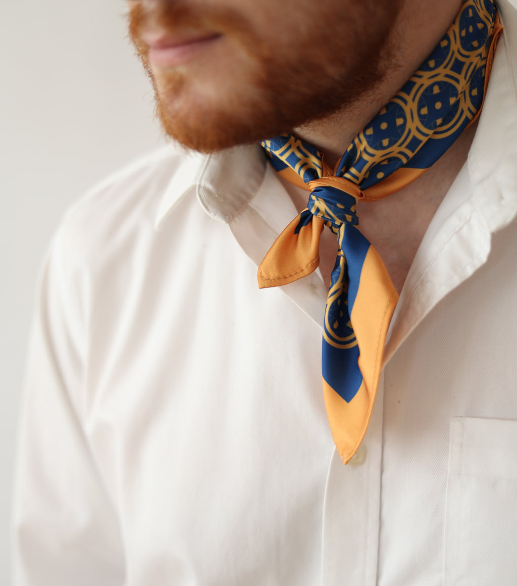 Royal Blue Sword & Shield Silk Pocket Square