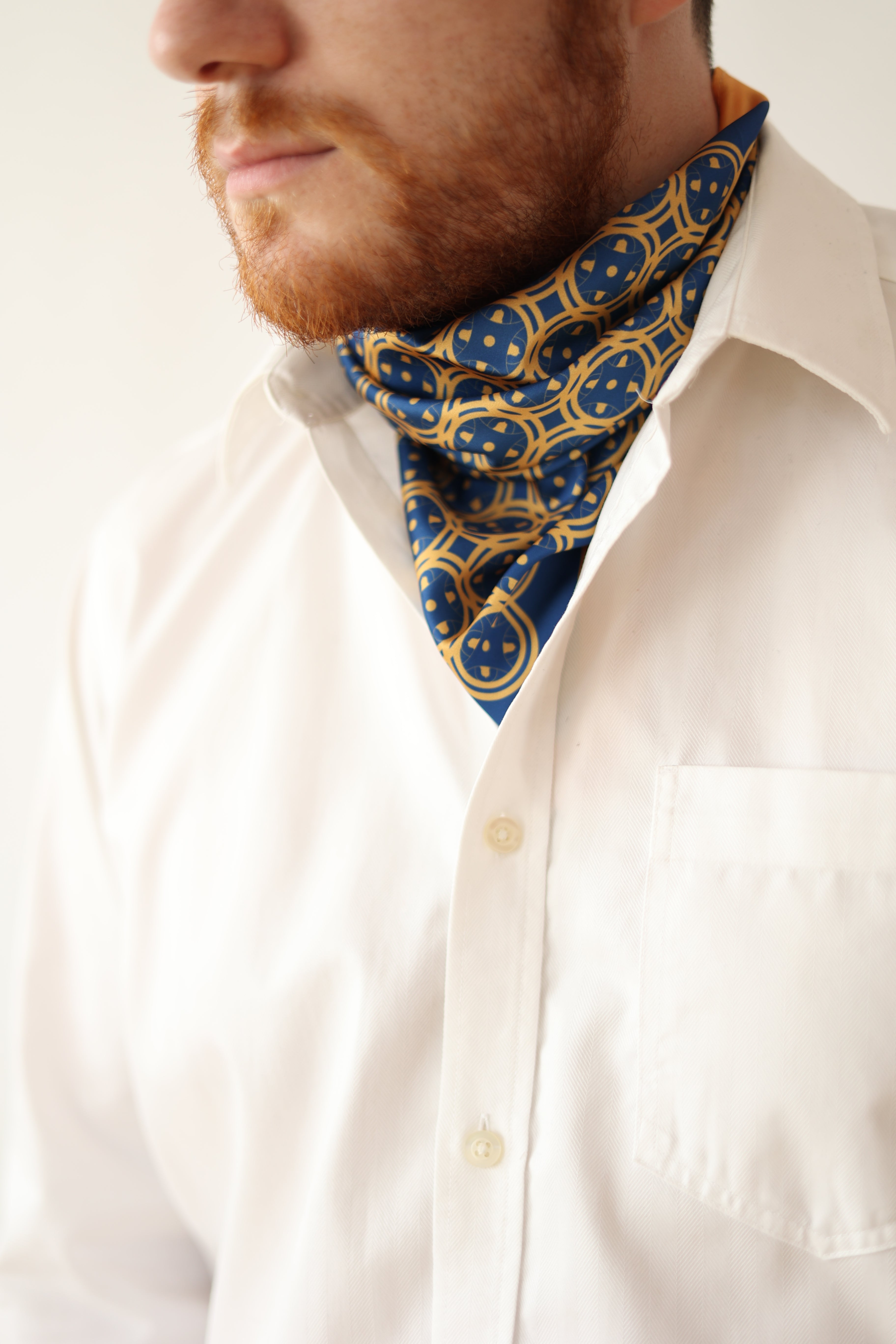 Royal Blue Sword & Shield Silk Pocket Square