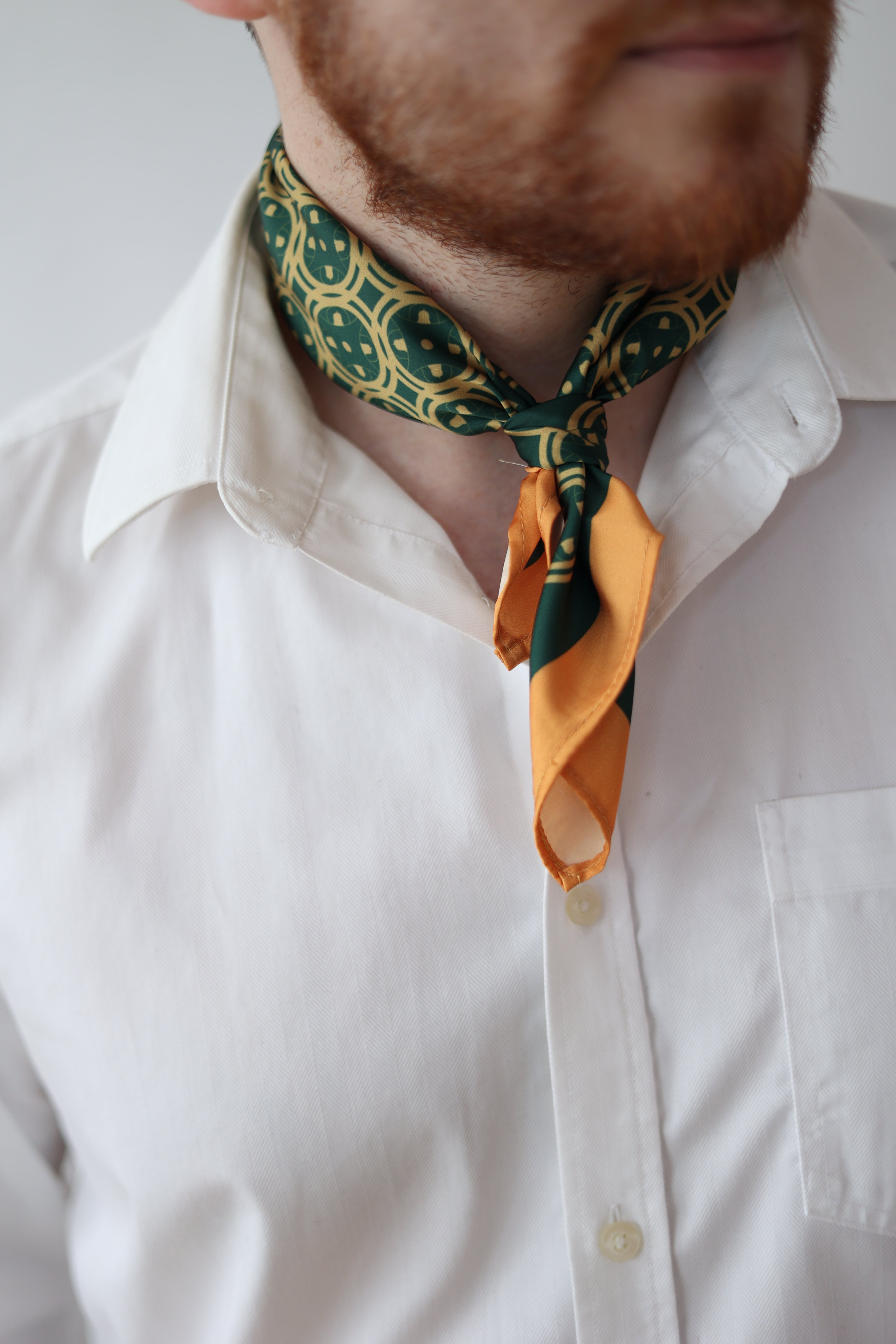 Green Sword & Shield Silk Pocket Square