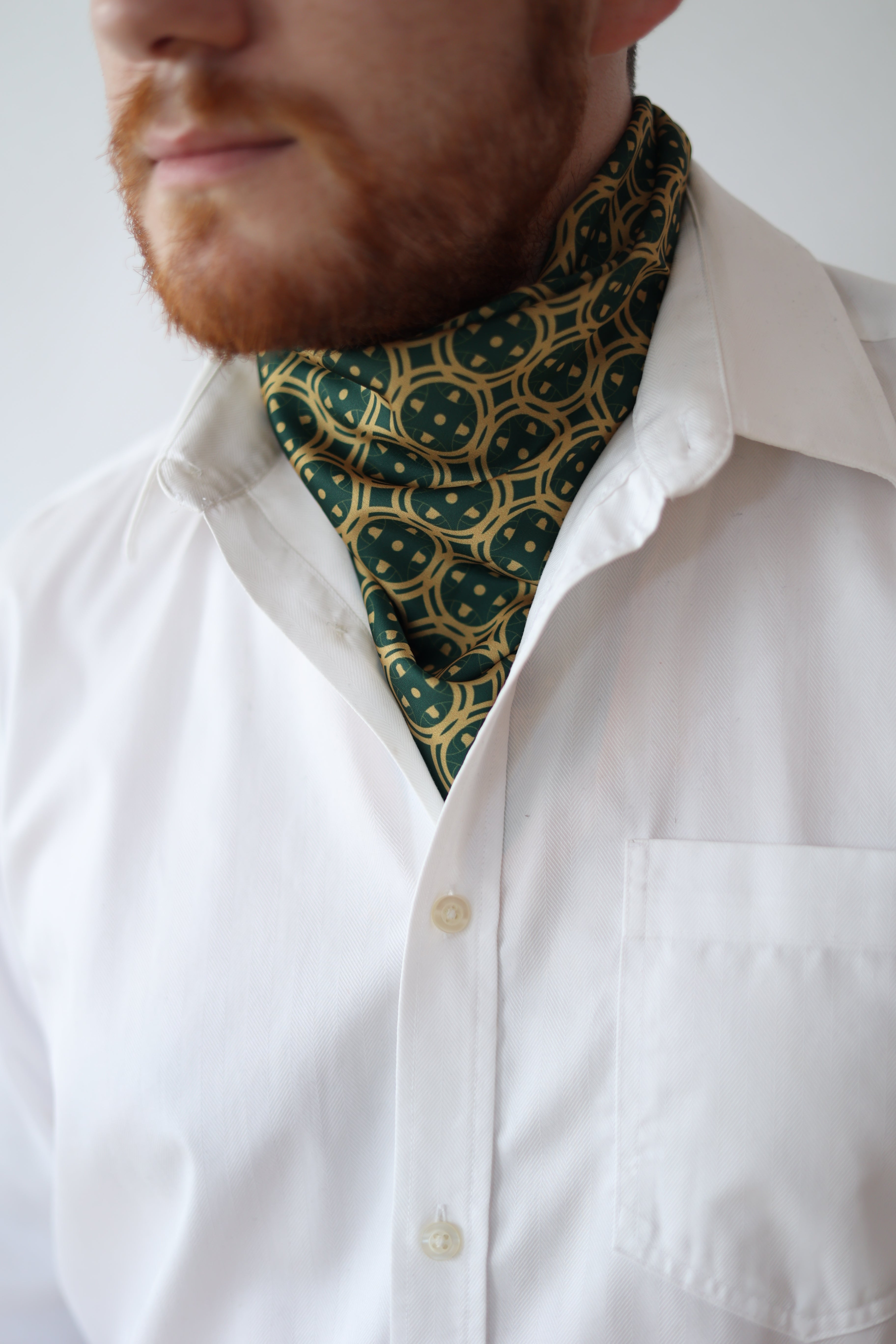 Green Sword & Shield Silk Pocket Square