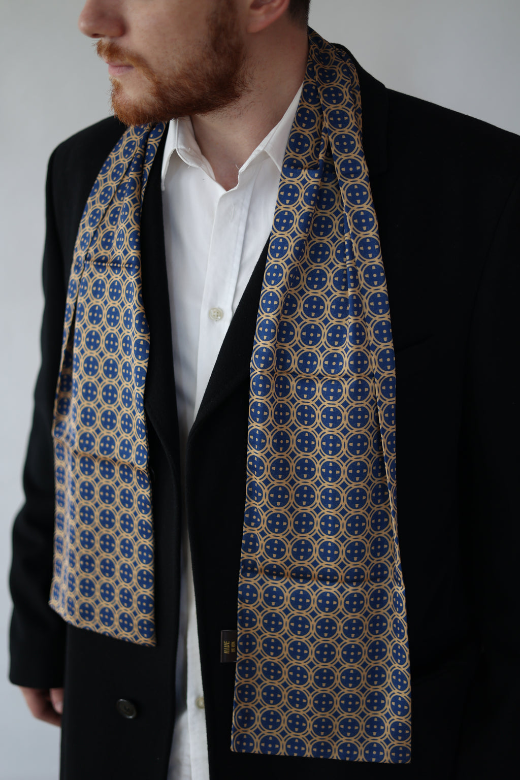 Royal Blue Sword & Shield Silk Scarf