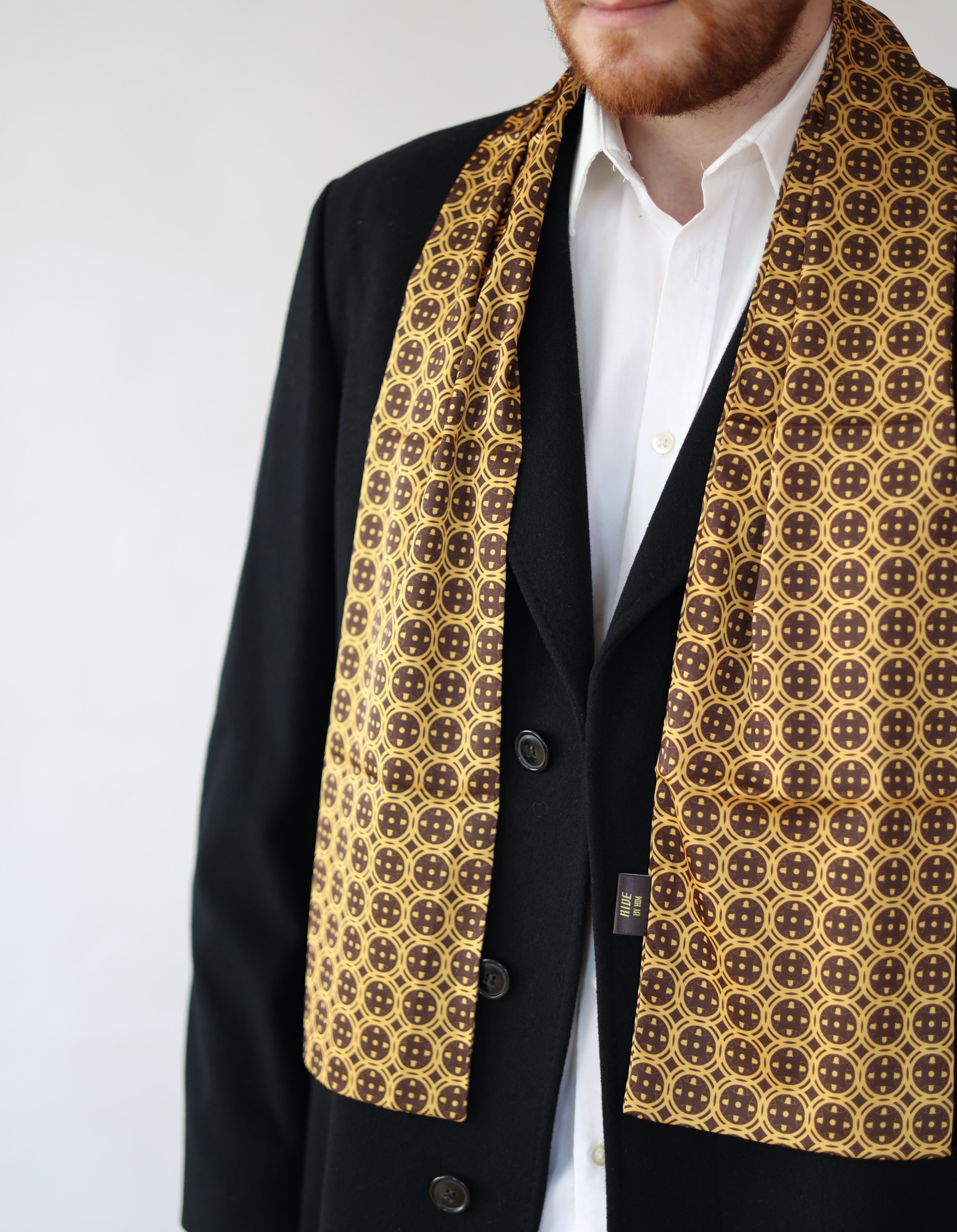 Golden Brown Sword & Shield Silk Scarf