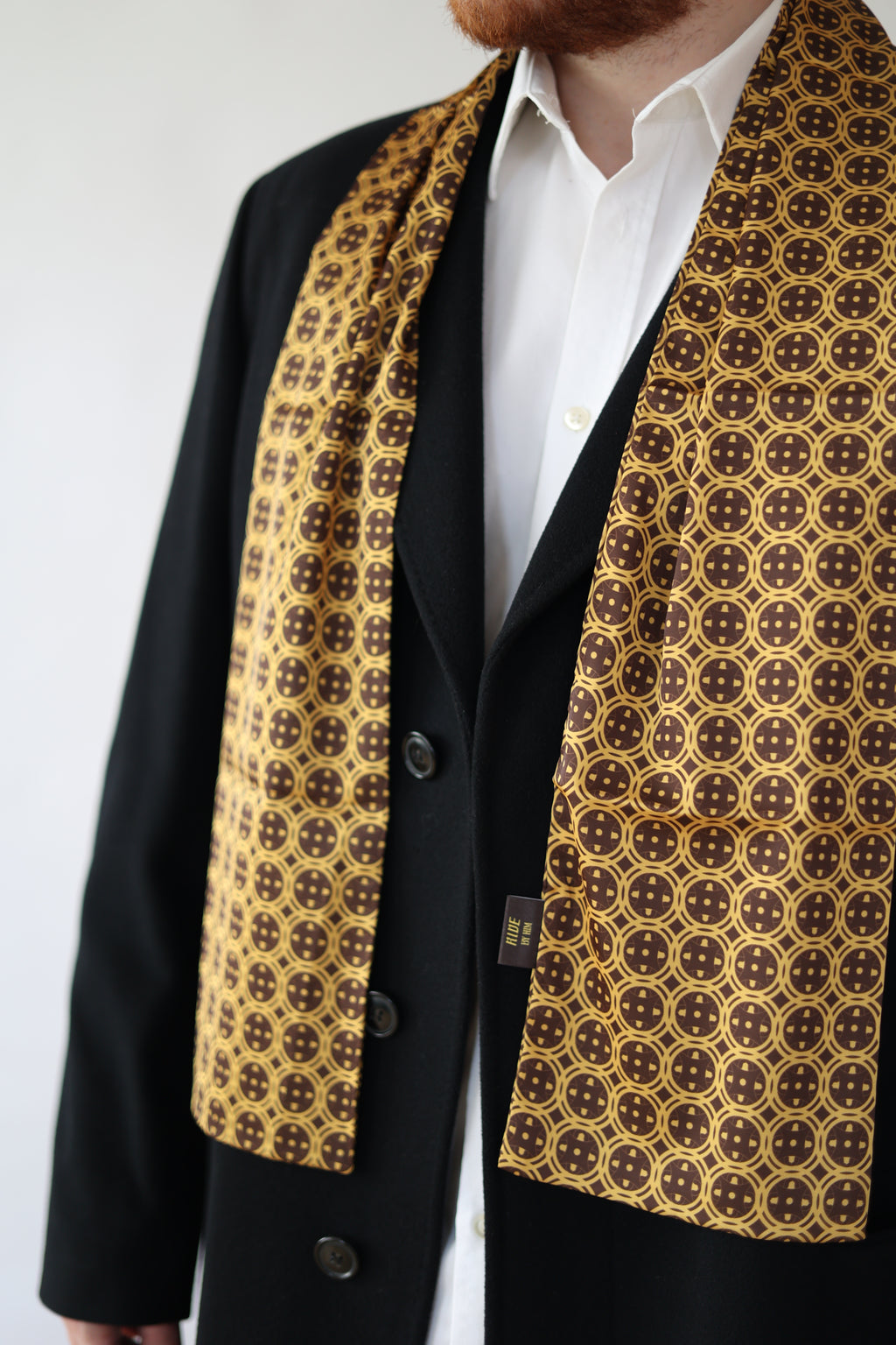 Golden Brown Sword & Shield Silk Scarf