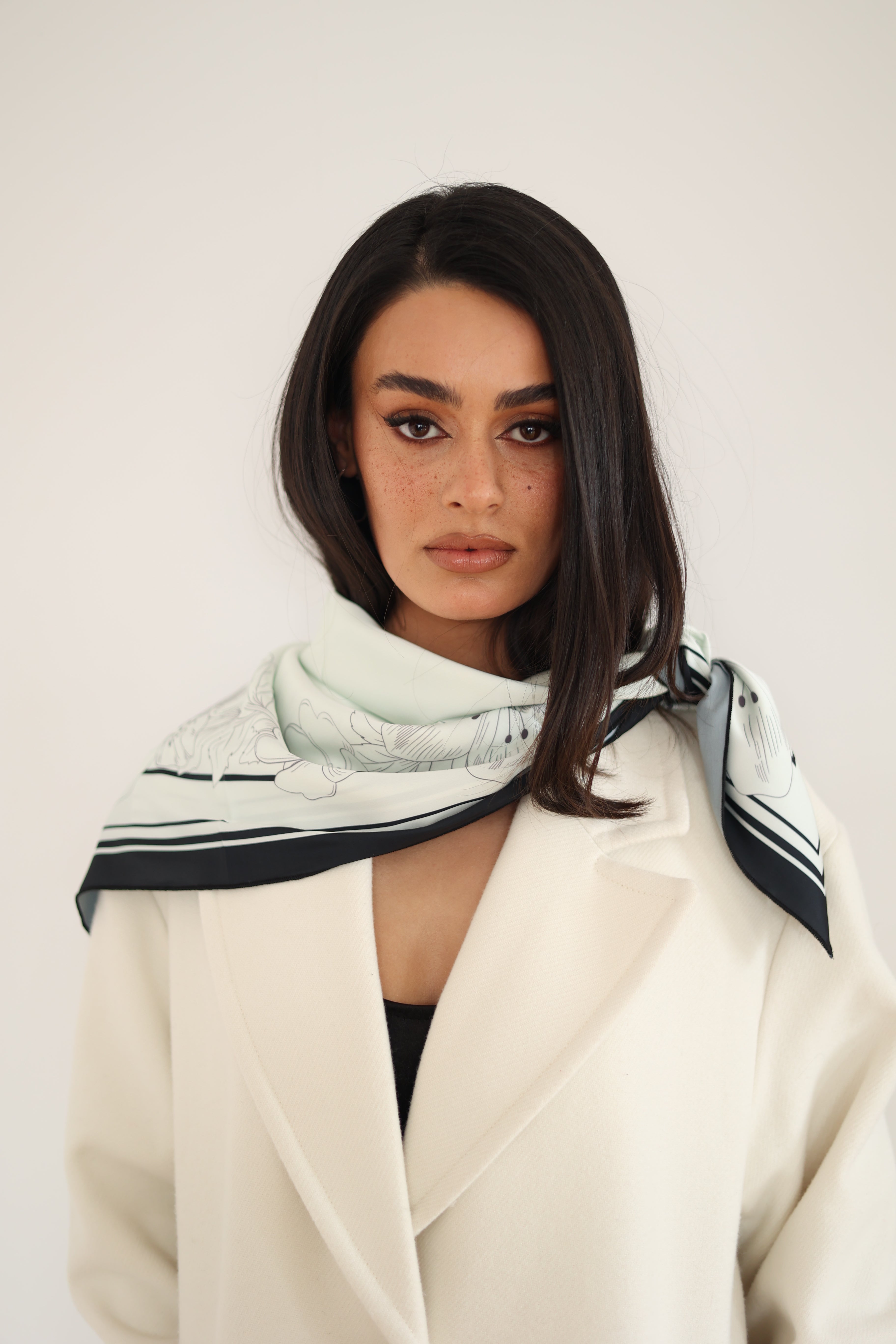 White Garden Silk Scarf