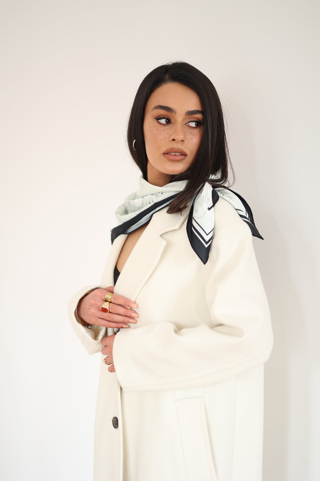White Garden Silk Scarf