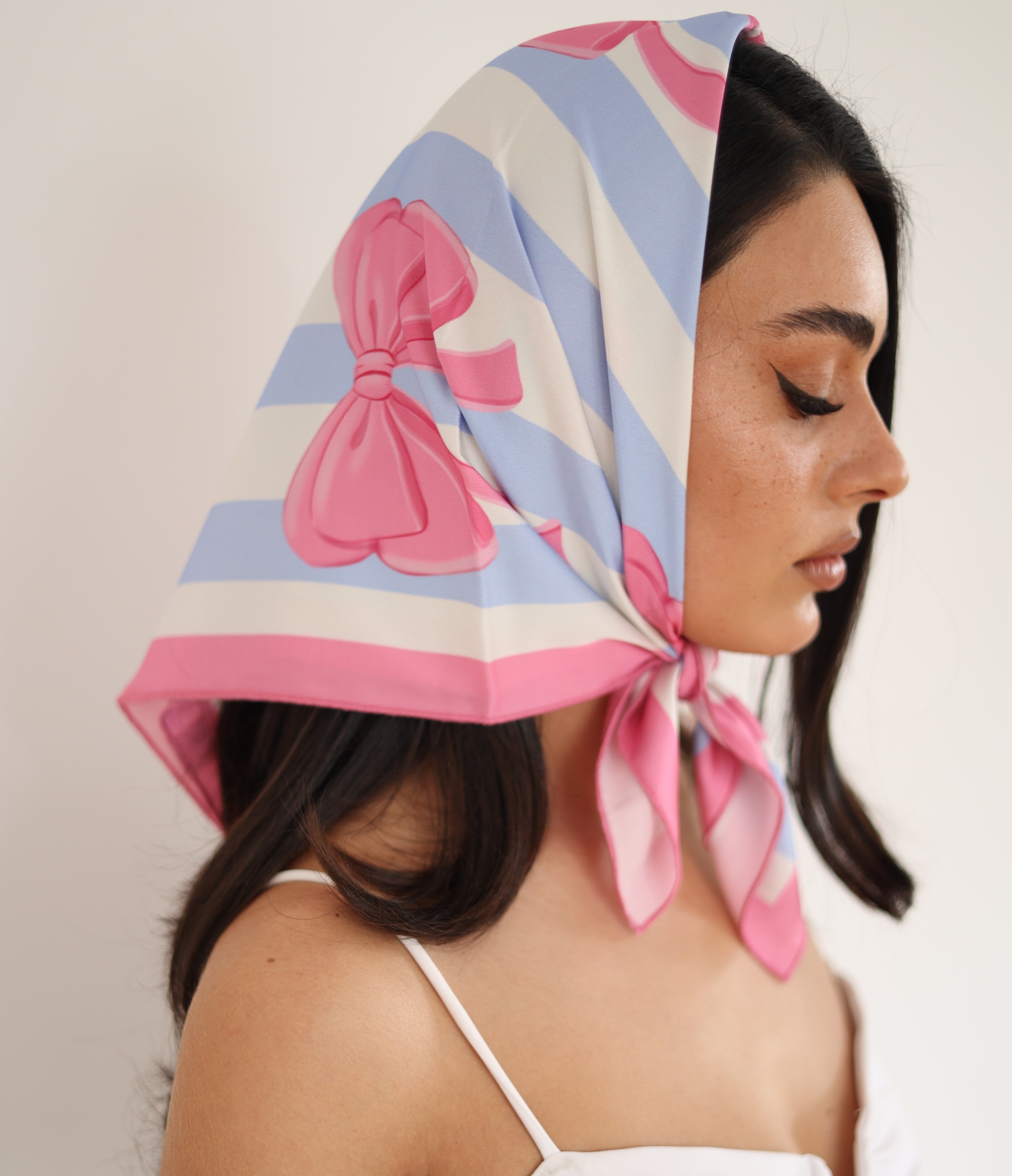 Pink Bows Silk Scarf