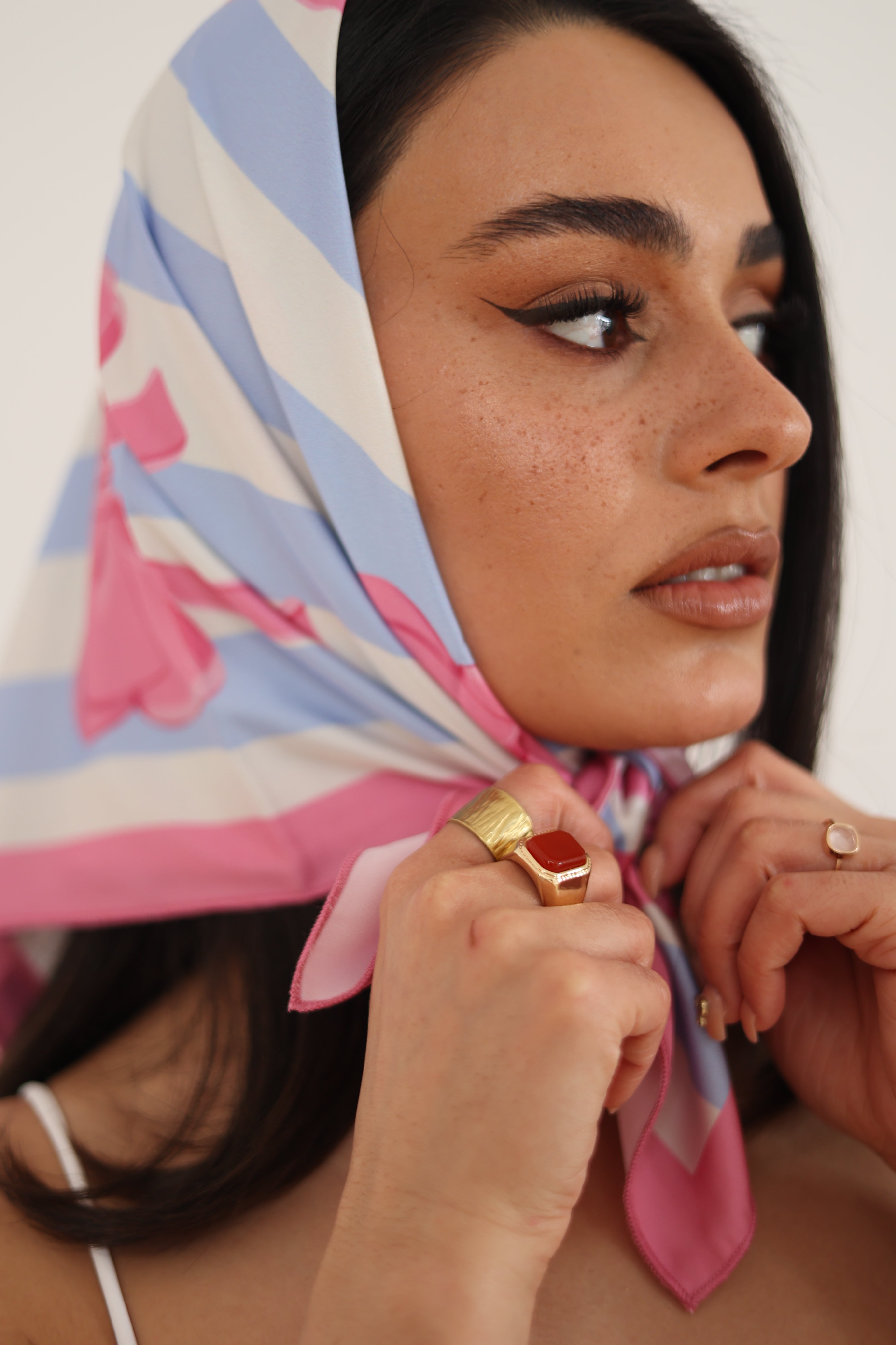 Pink Bows Silk Scarf