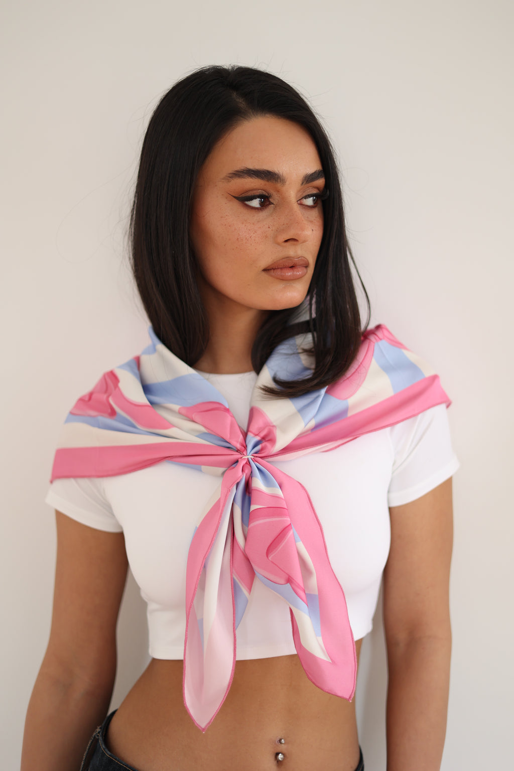 Pink Bows Silk Scarf