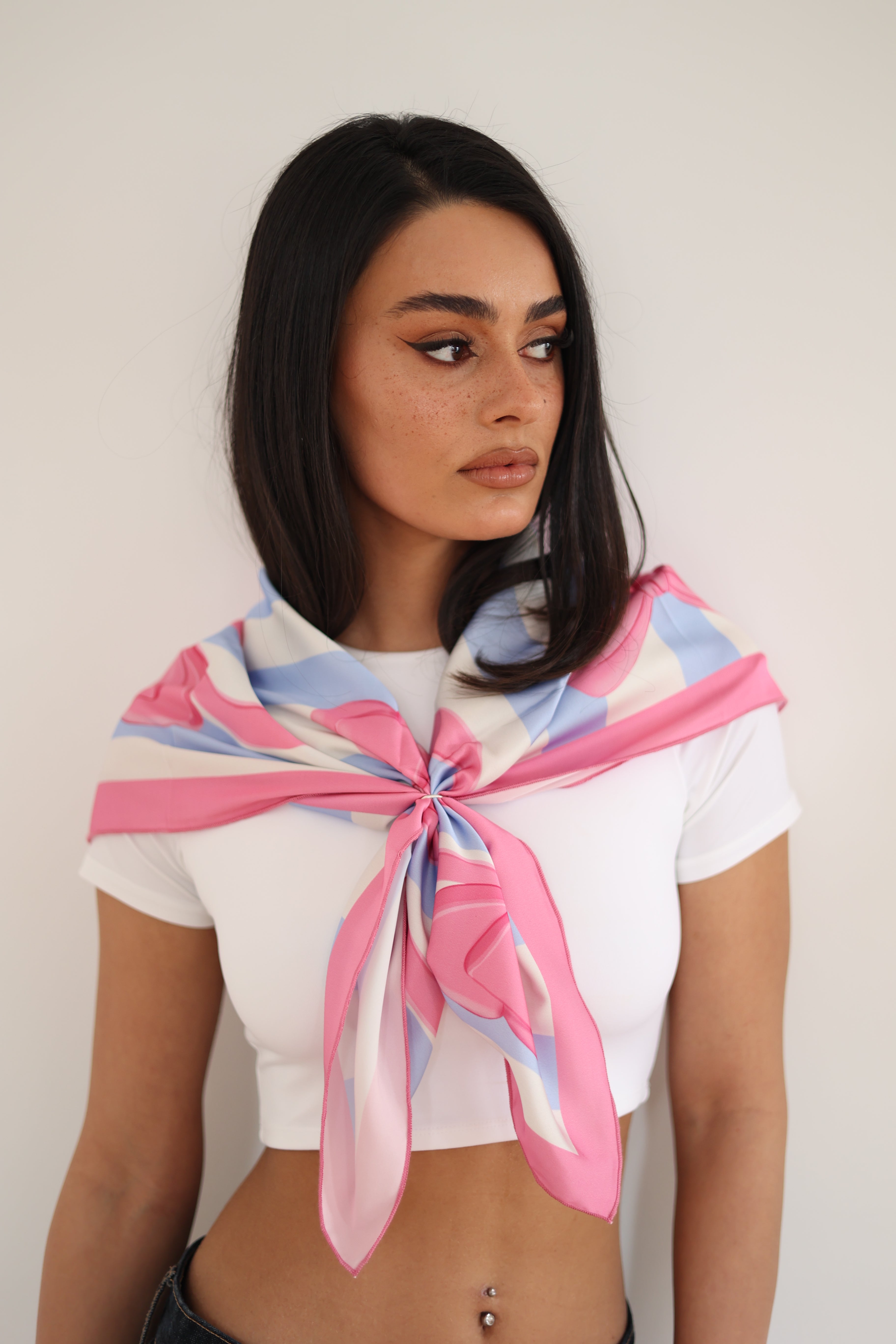 Pink Bows Silk Scarf