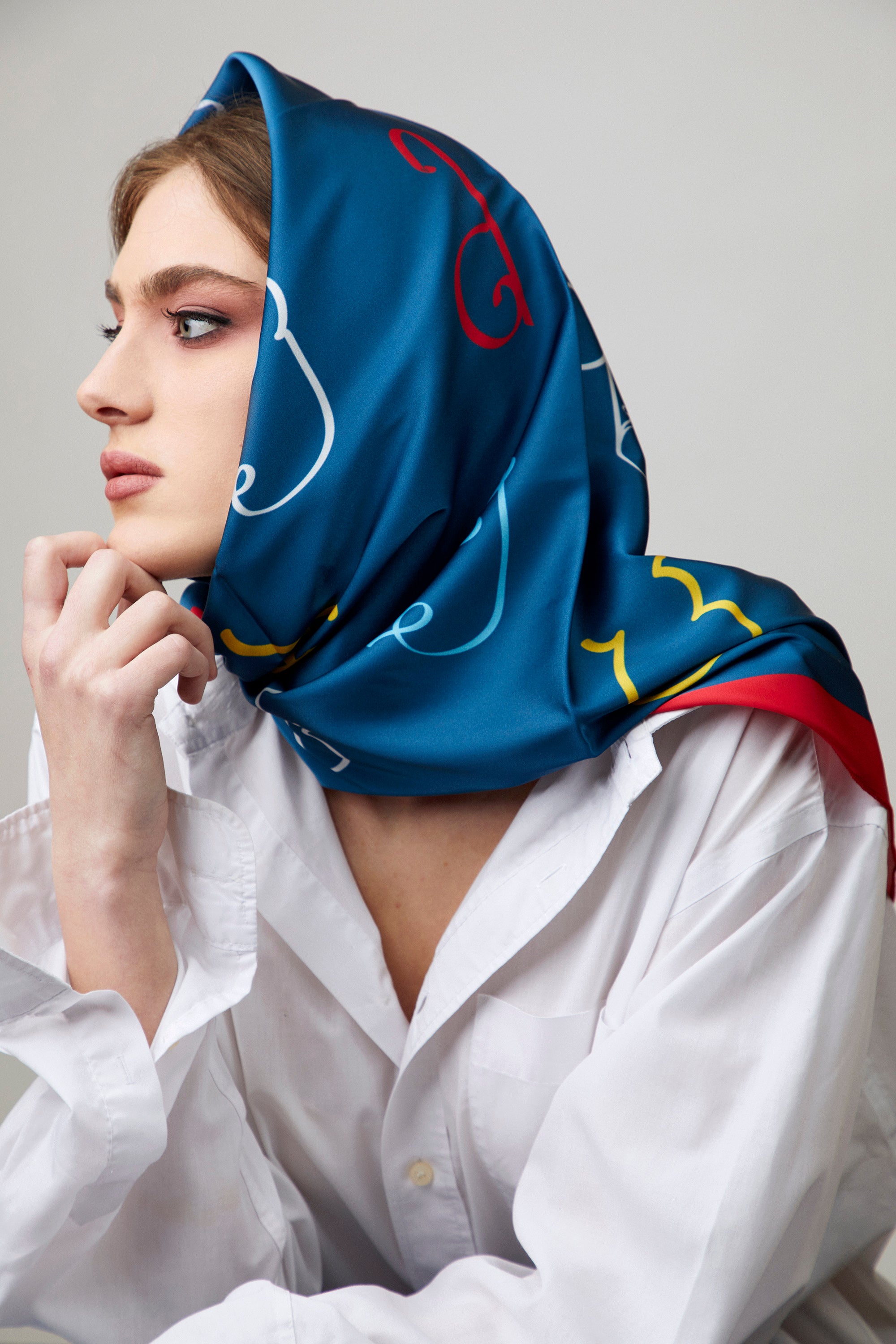 Georgian Alphabet Mkhedruli Silk Scarf