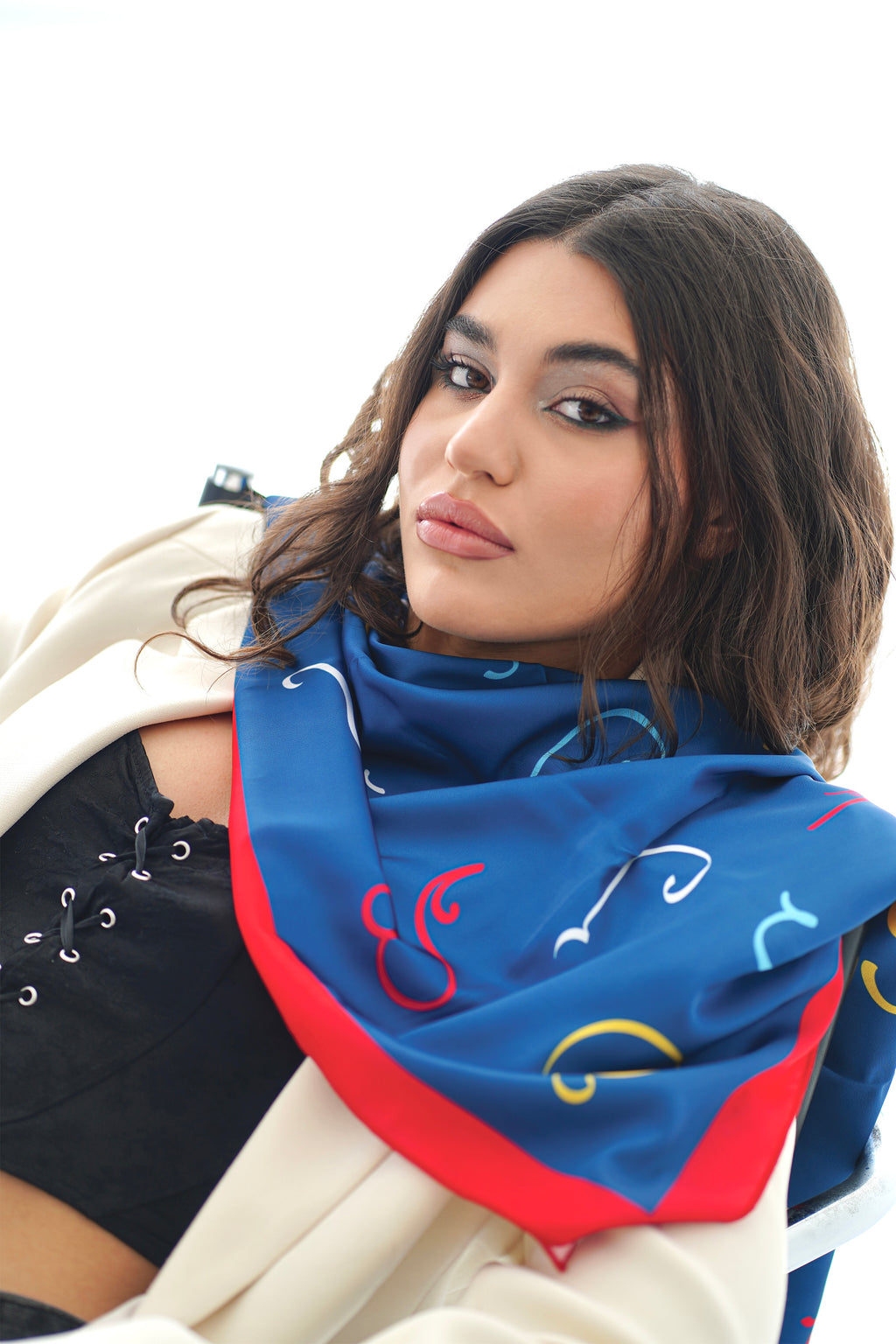 Georgian Alphabet Mkhedruli Silk Scarf