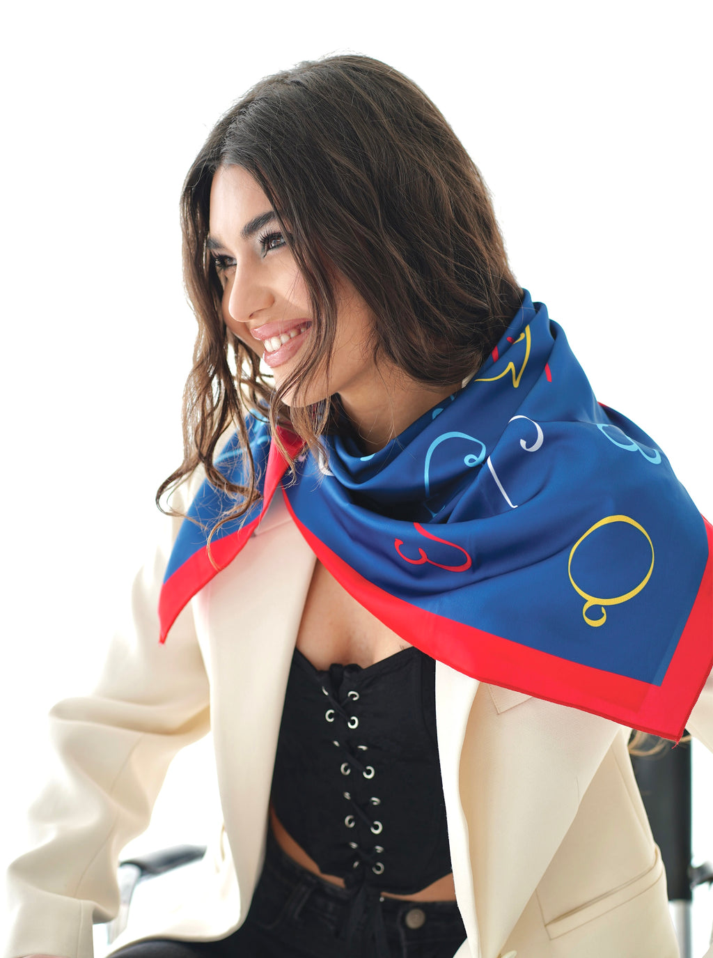 Georgian Alphabet Mkhedruli Silk Scarf