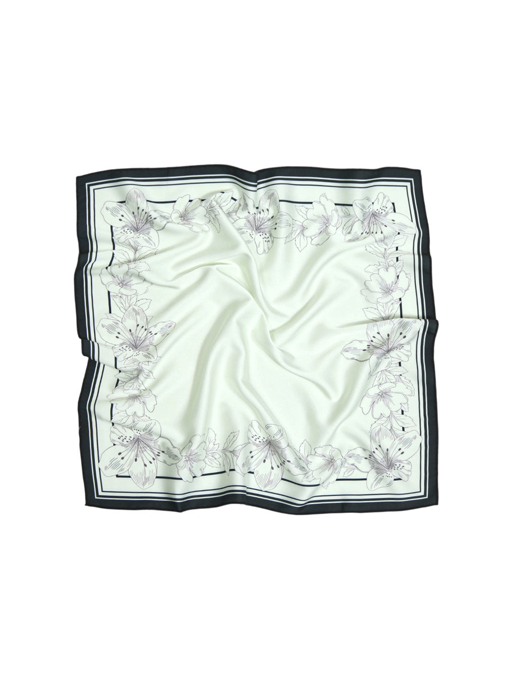 White Garden Silk Scarf