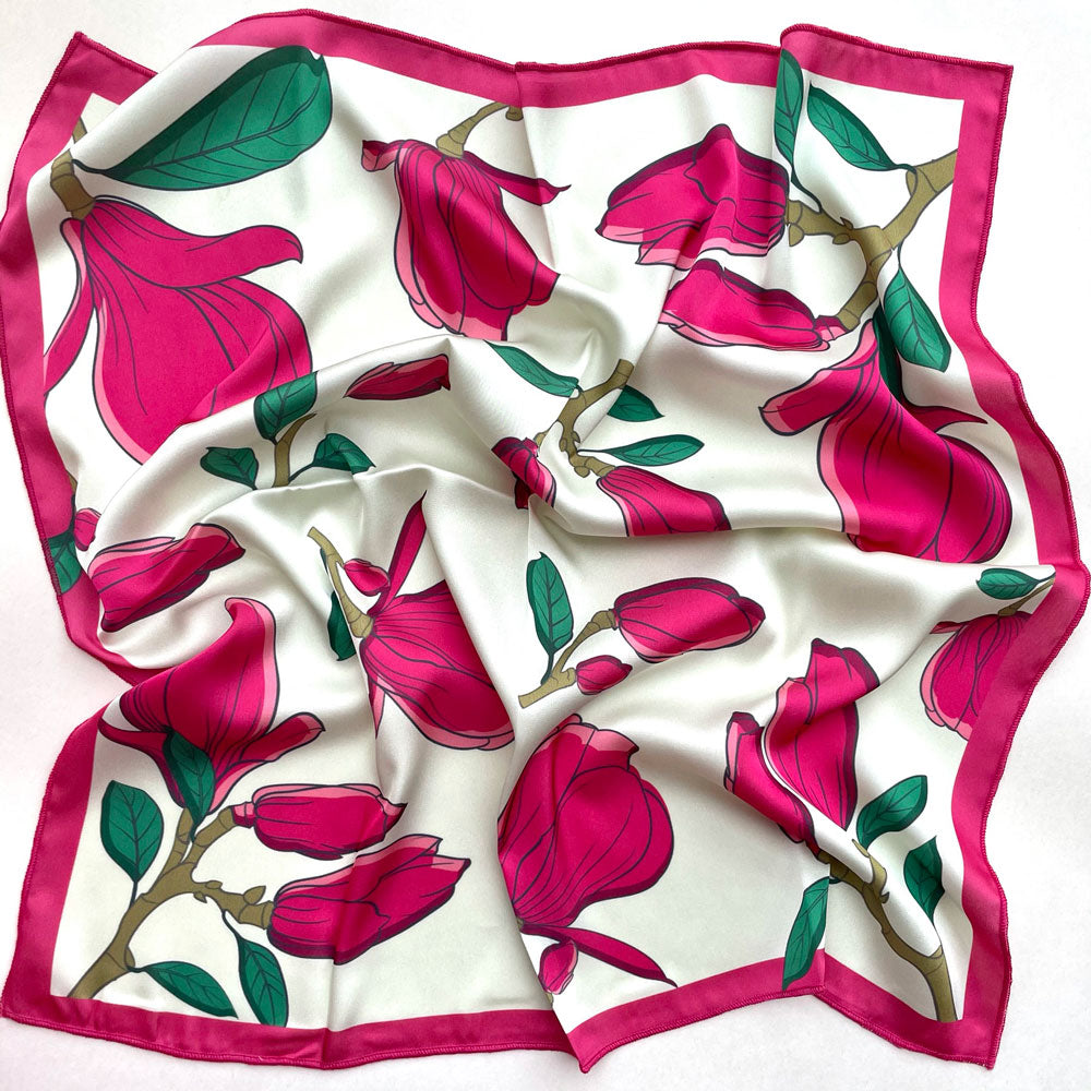 Magnolia Bloom Silk Scarf