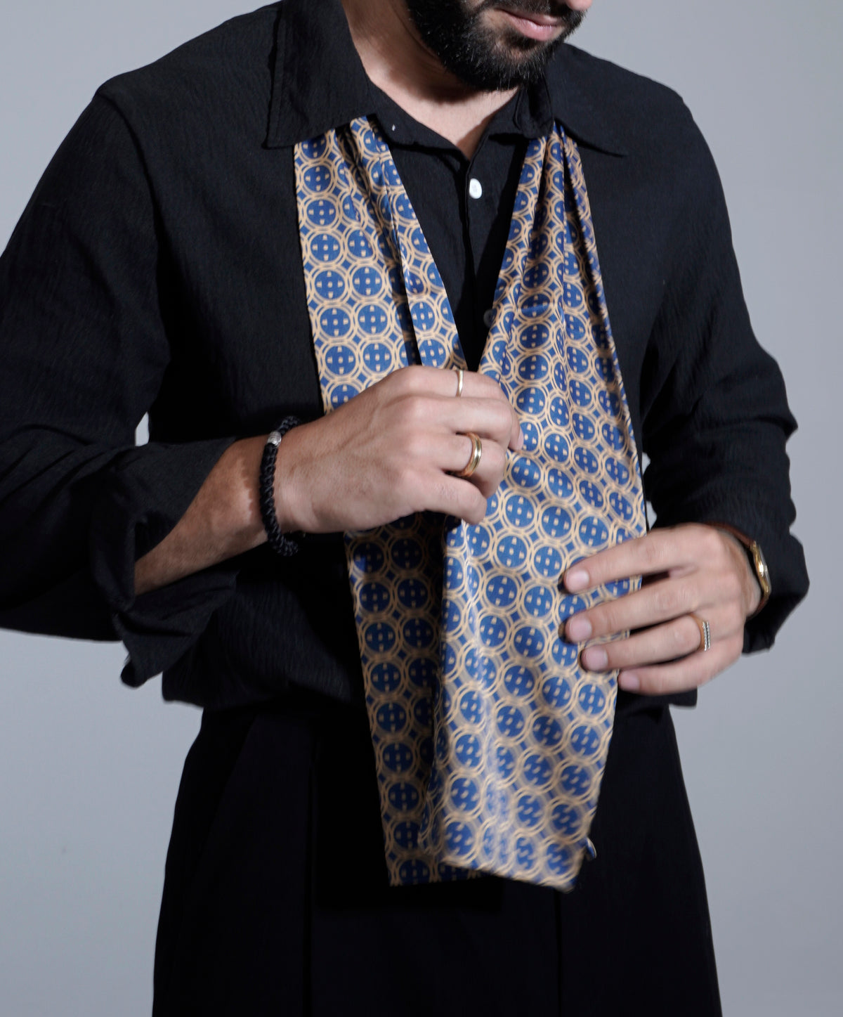 Royal Blue Sword & Shield Silk Scarf