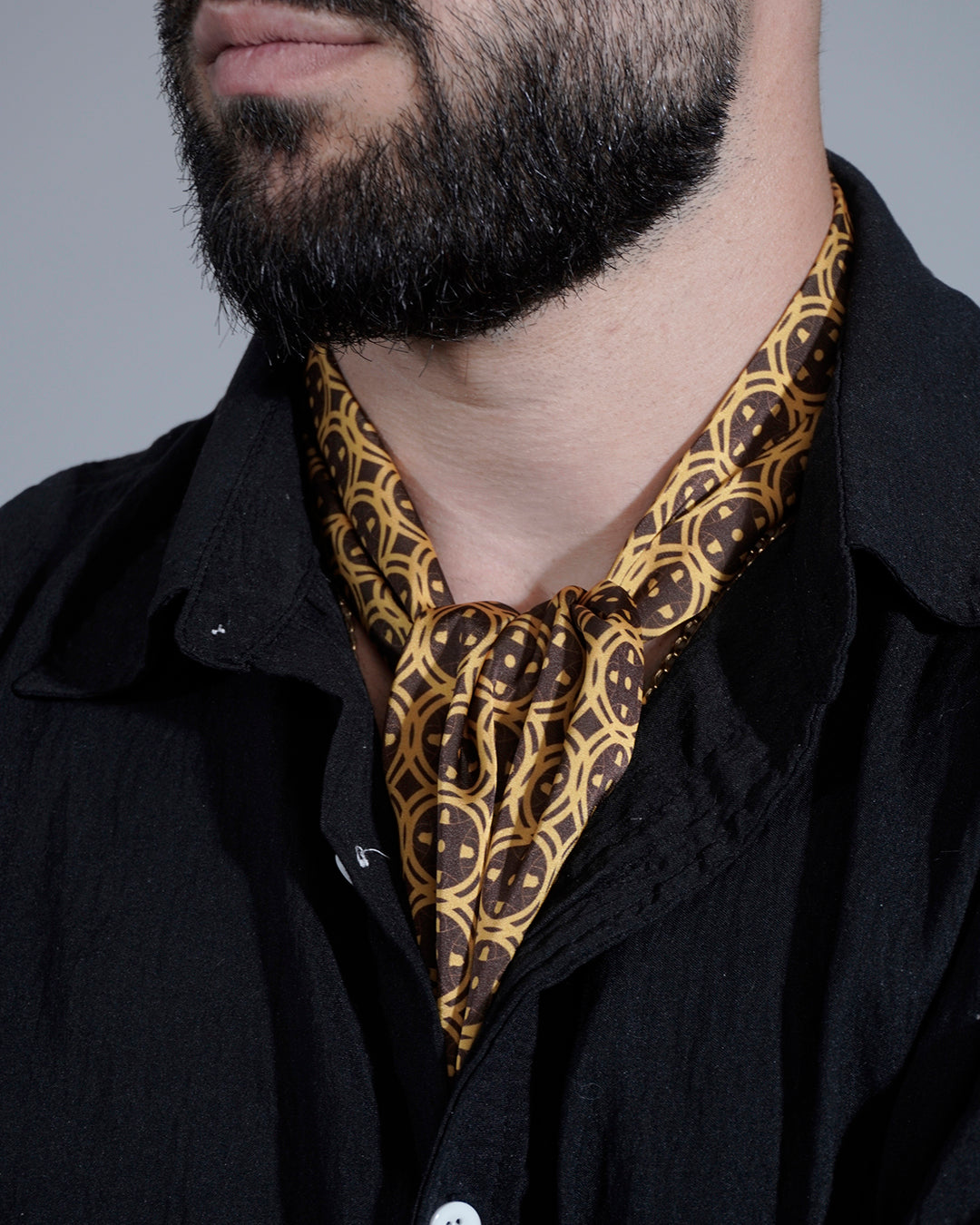 Golden Brown Sword & Shield Silk Scarf