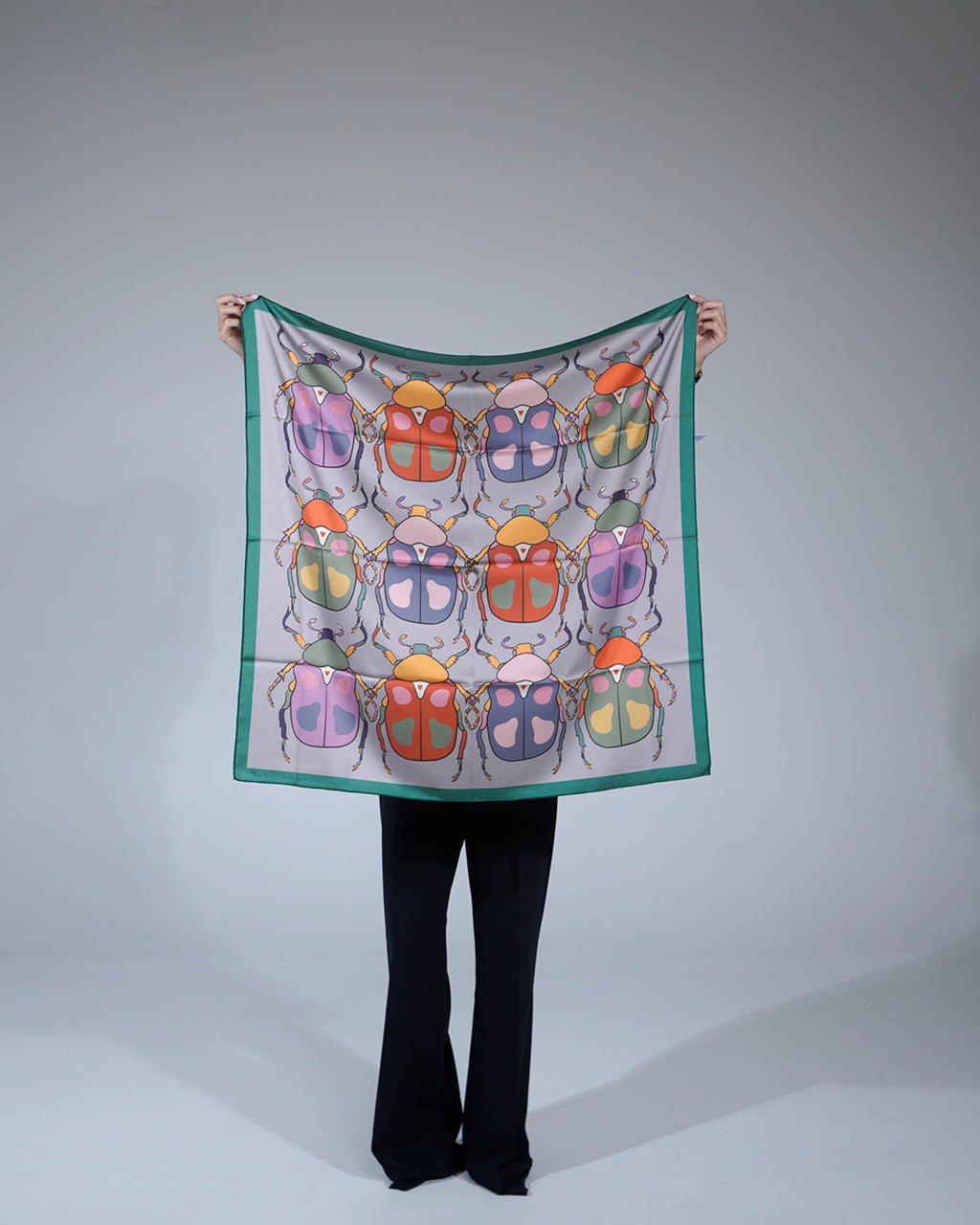 Colorful Beetles Silk Scarf