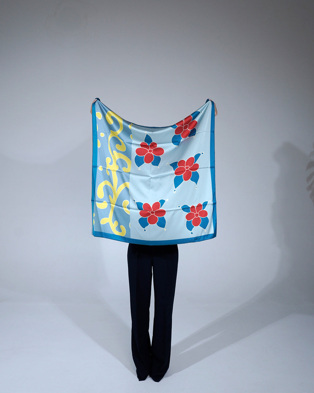 Blue Blossom Silk Scarf