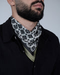 Black & Olive Sword & Shield Silk Pocket Square