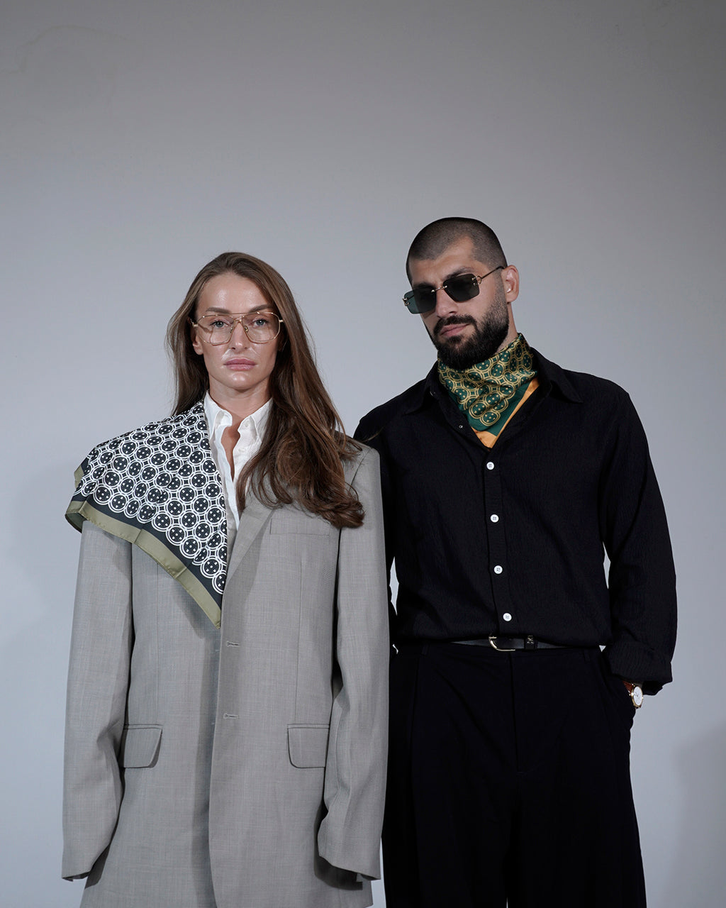 Green Sword & Shield Silk Pocket Square