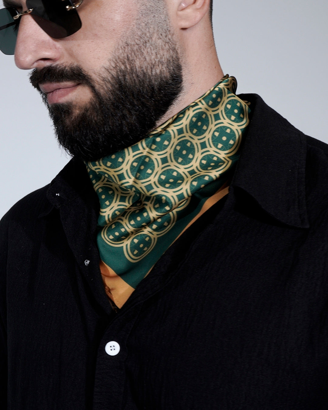 Green Sword & Shield Silk Pocket Square