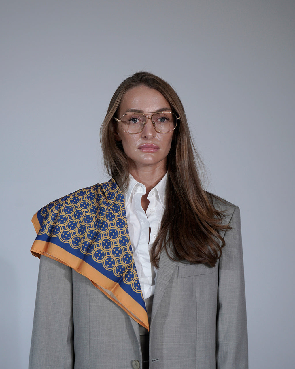 Royal Blue Sword & Shield Silk Pocket Square