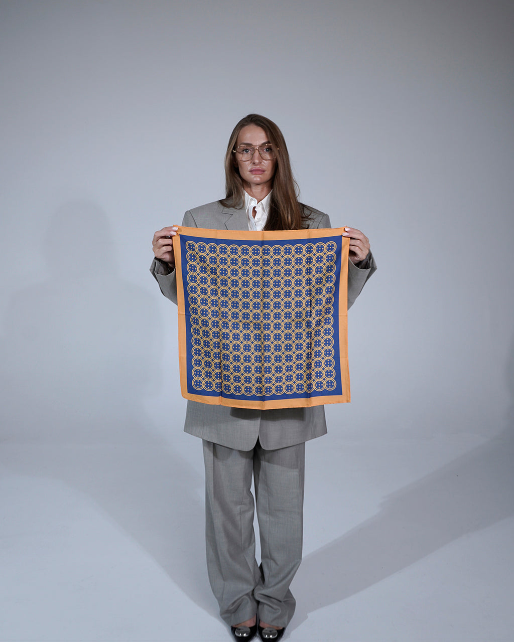 Royal Blue Sword & Shield Silk Pocket Square