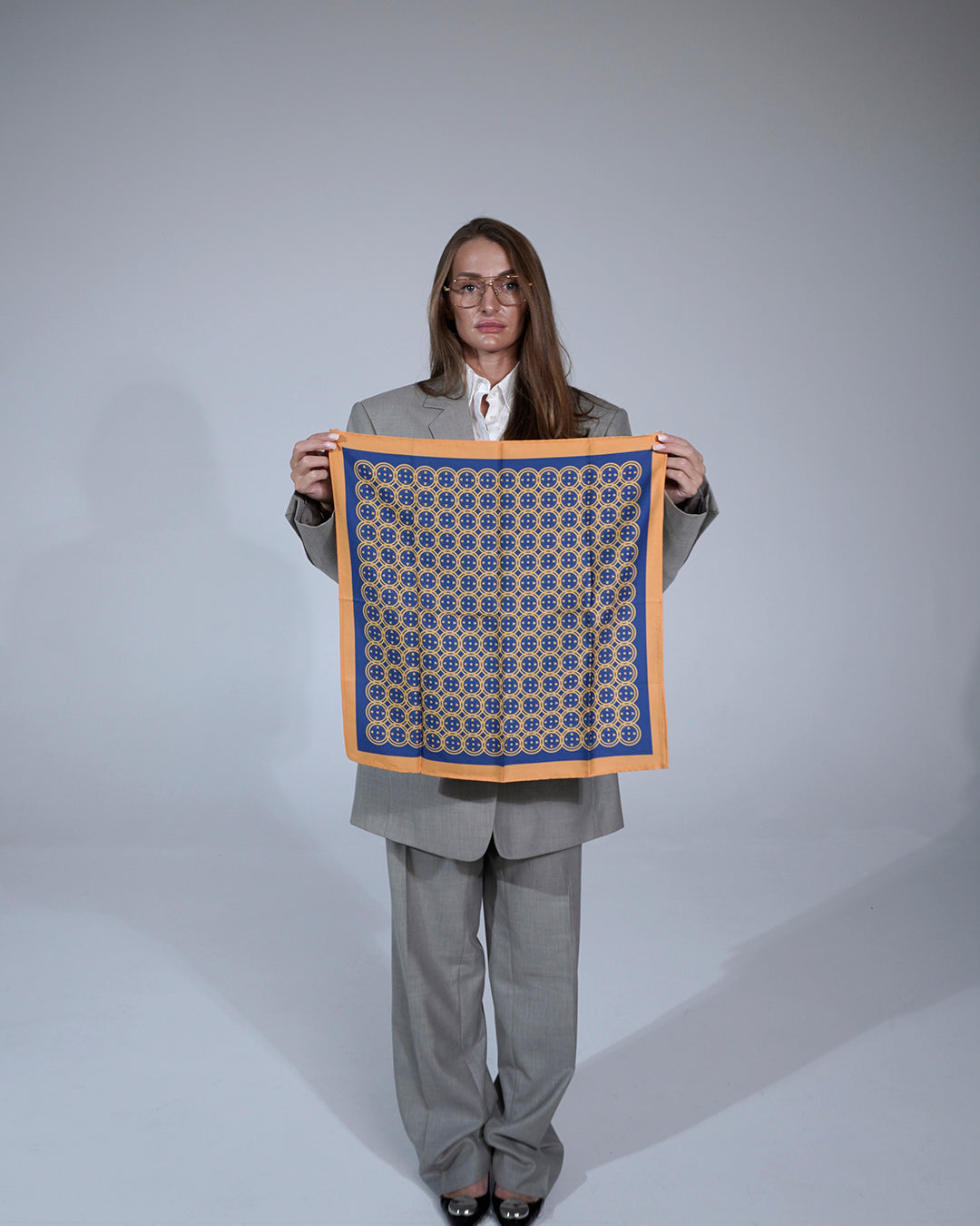 Royal Blue Sword & Shield Silk Pocket Square
