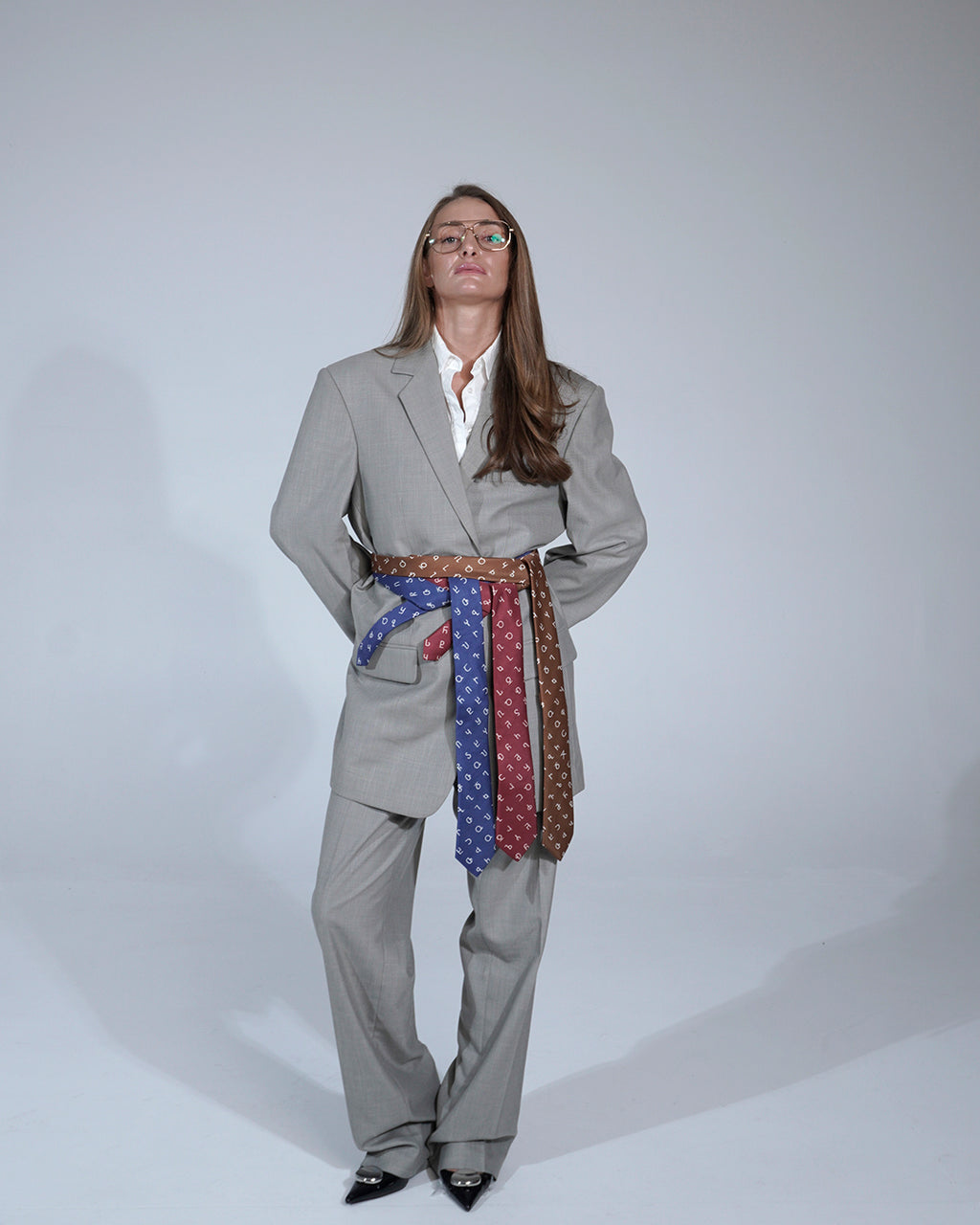Wine Red Asomtavruli Alphabet Silk Tie