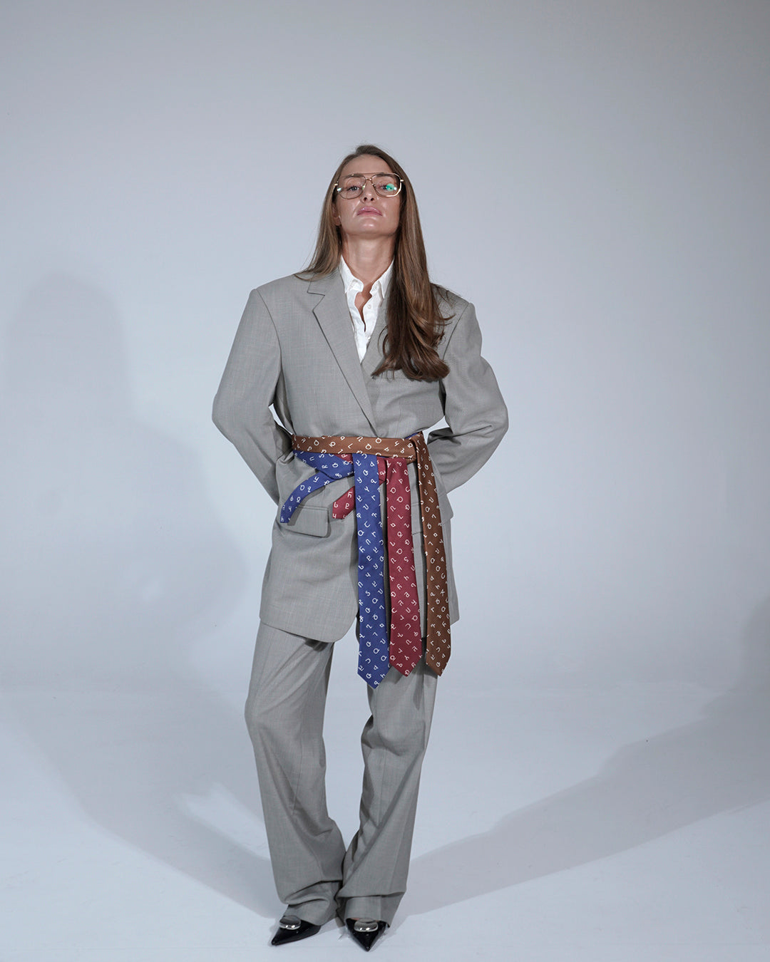 Blue Asomtavruli Alphabet Silk Tie