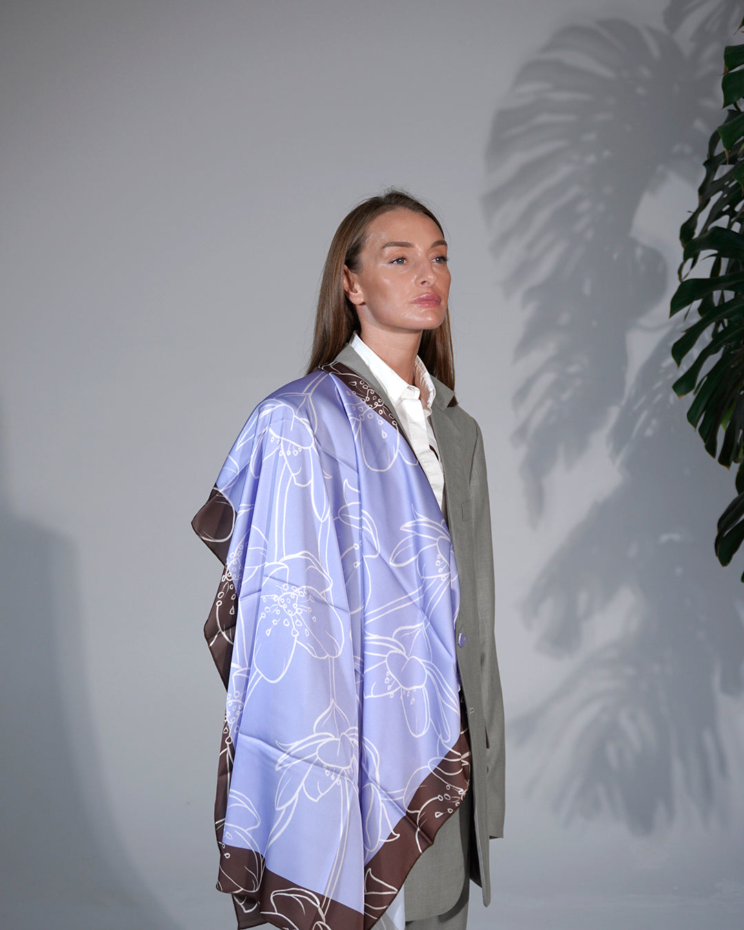Blue Bloom Silk Scarf