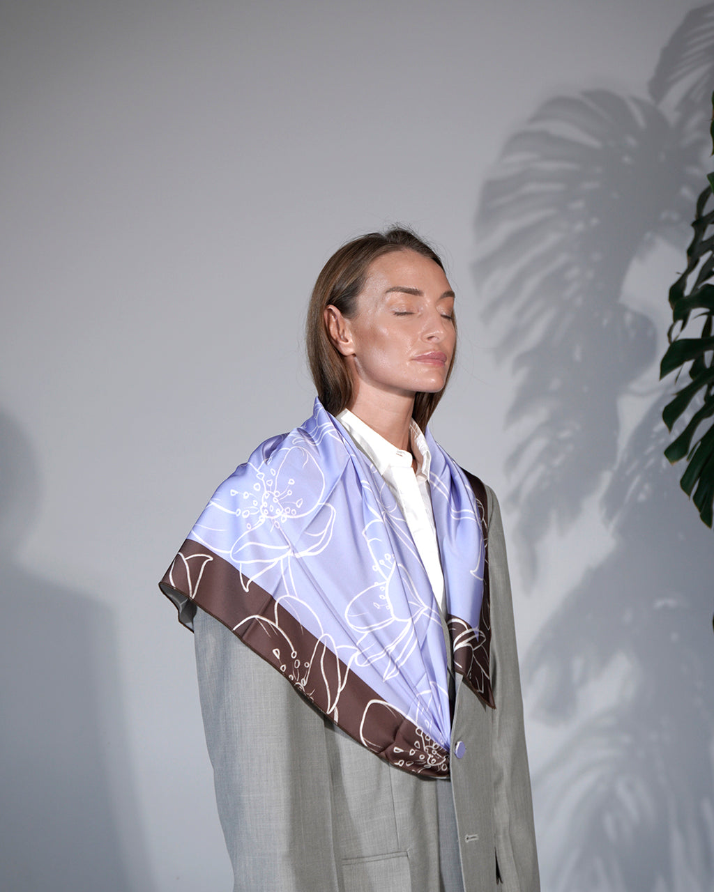 Blue Bloom Silk Scarf