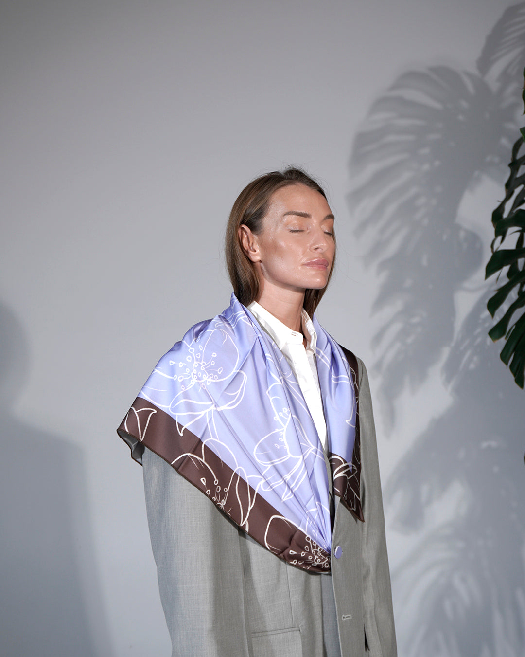 Blue Bloom Silk Scarf