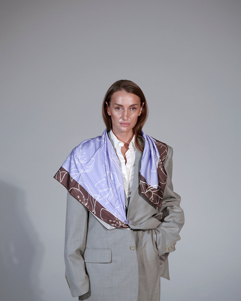 Blue Bloom Silk Scarf