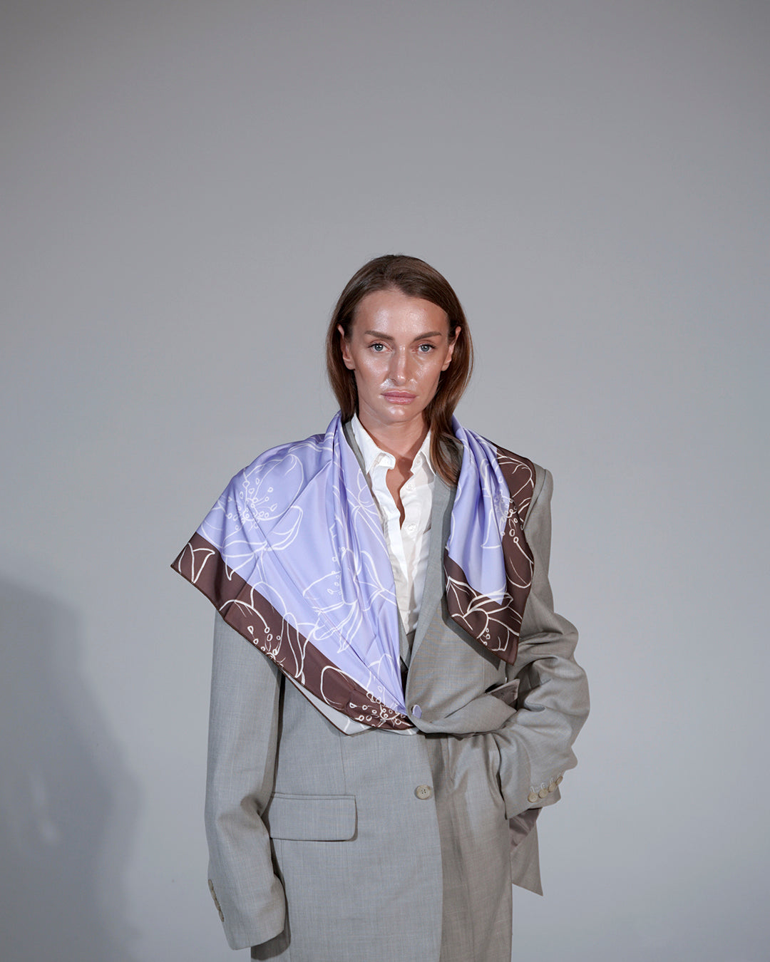 Blue Bloom Silk Scarf