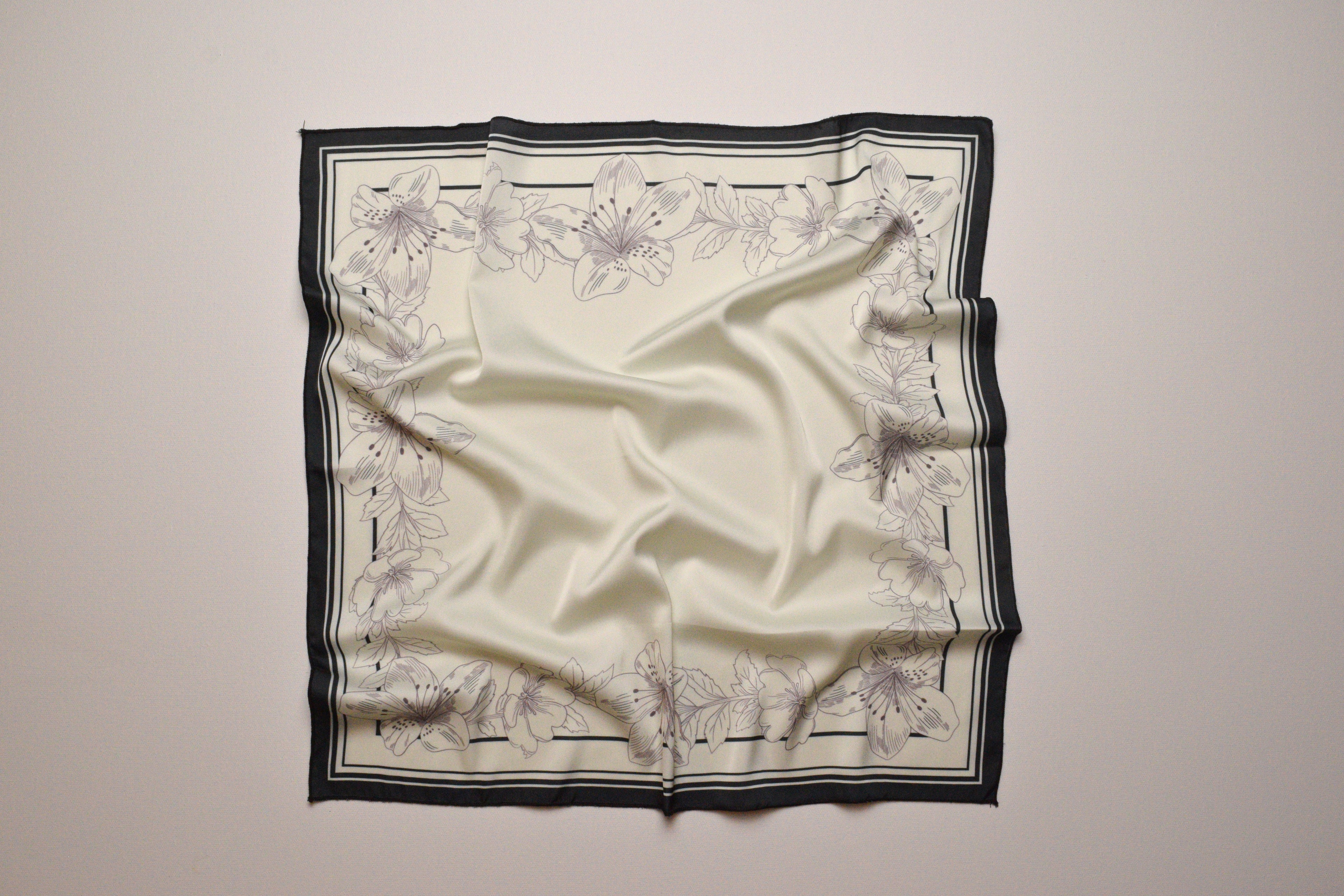 White Garden Silk Scarf